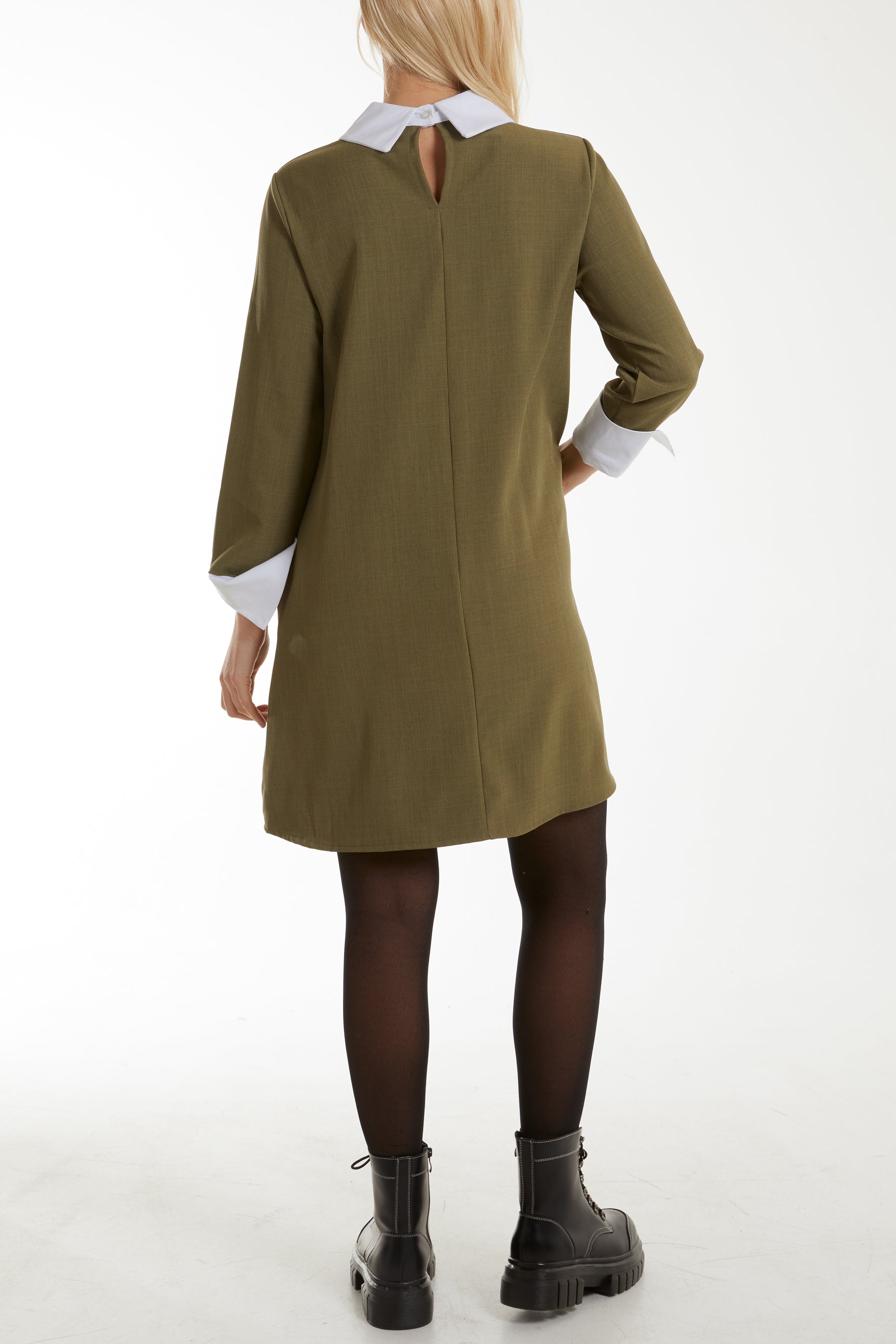 Collar & Cuff A Line Side Pocket Dress