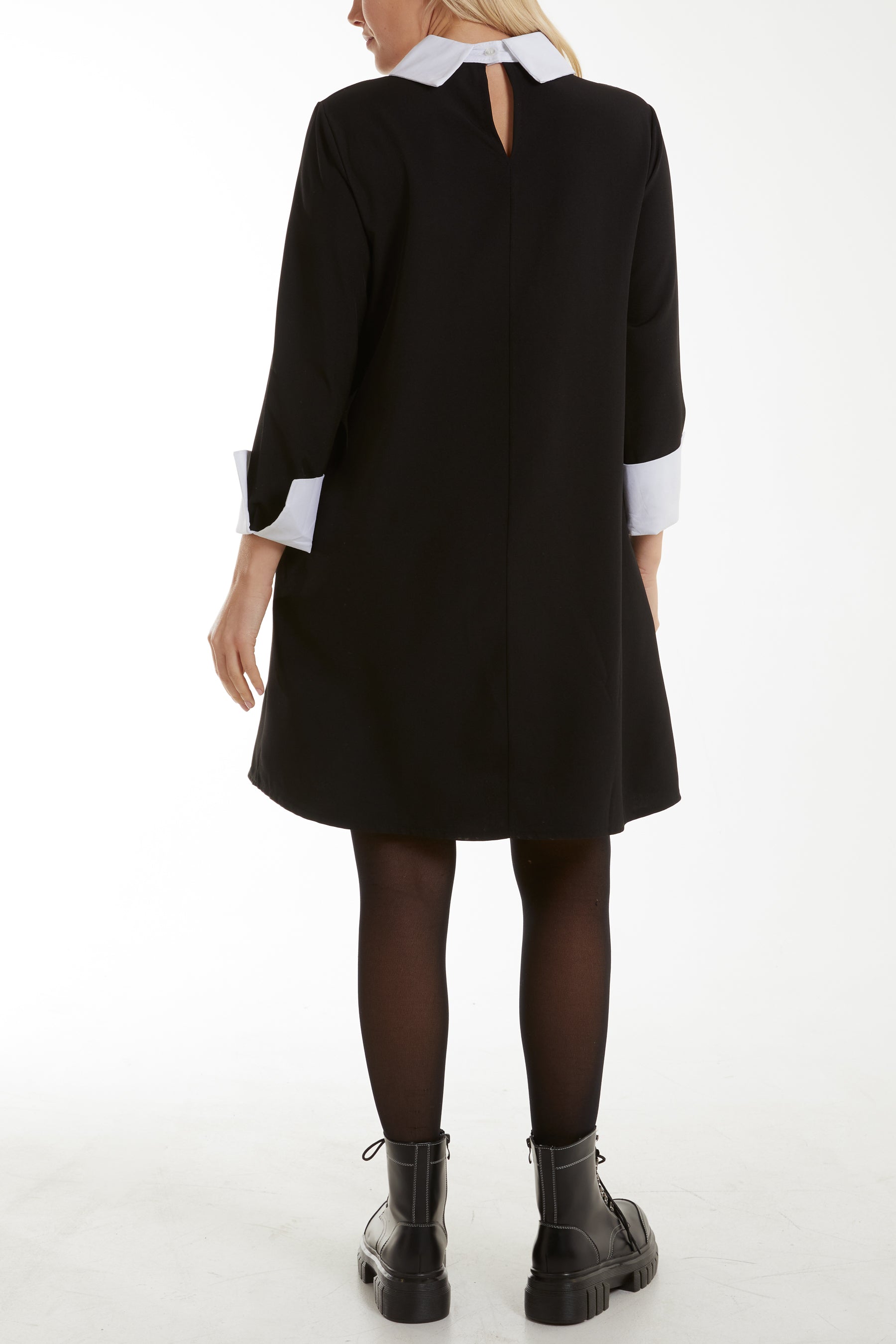 Collar & Cuff A Line Side Pocket Dress