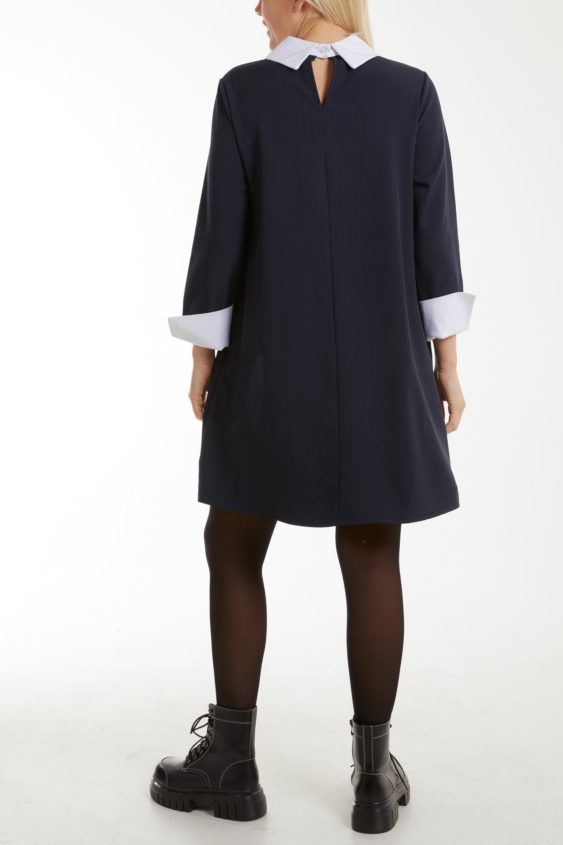 Collar & Cuff A Line Side Pocket Dress