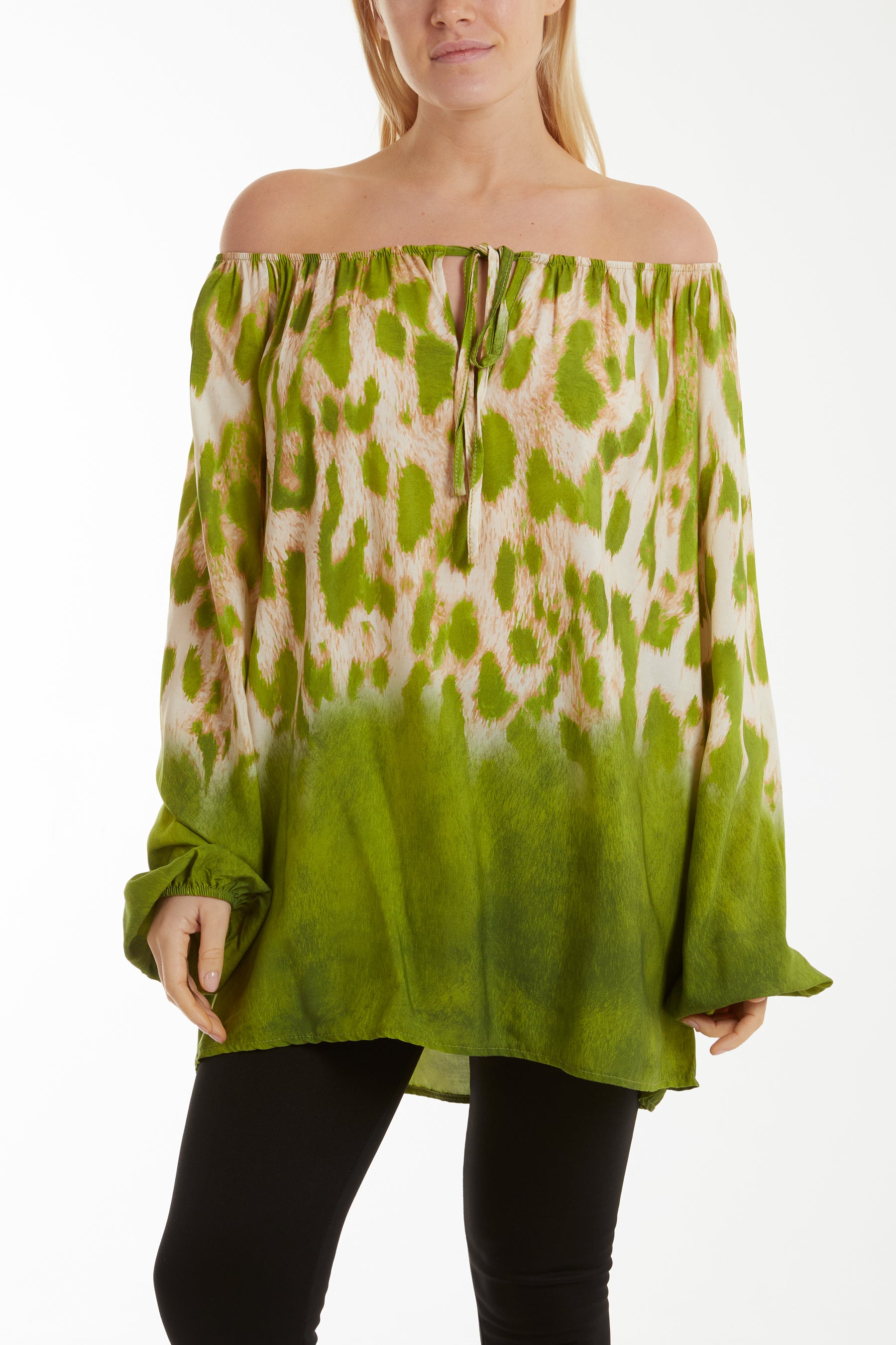 Gypsy A Line Leopard Ombre Effect Bardot