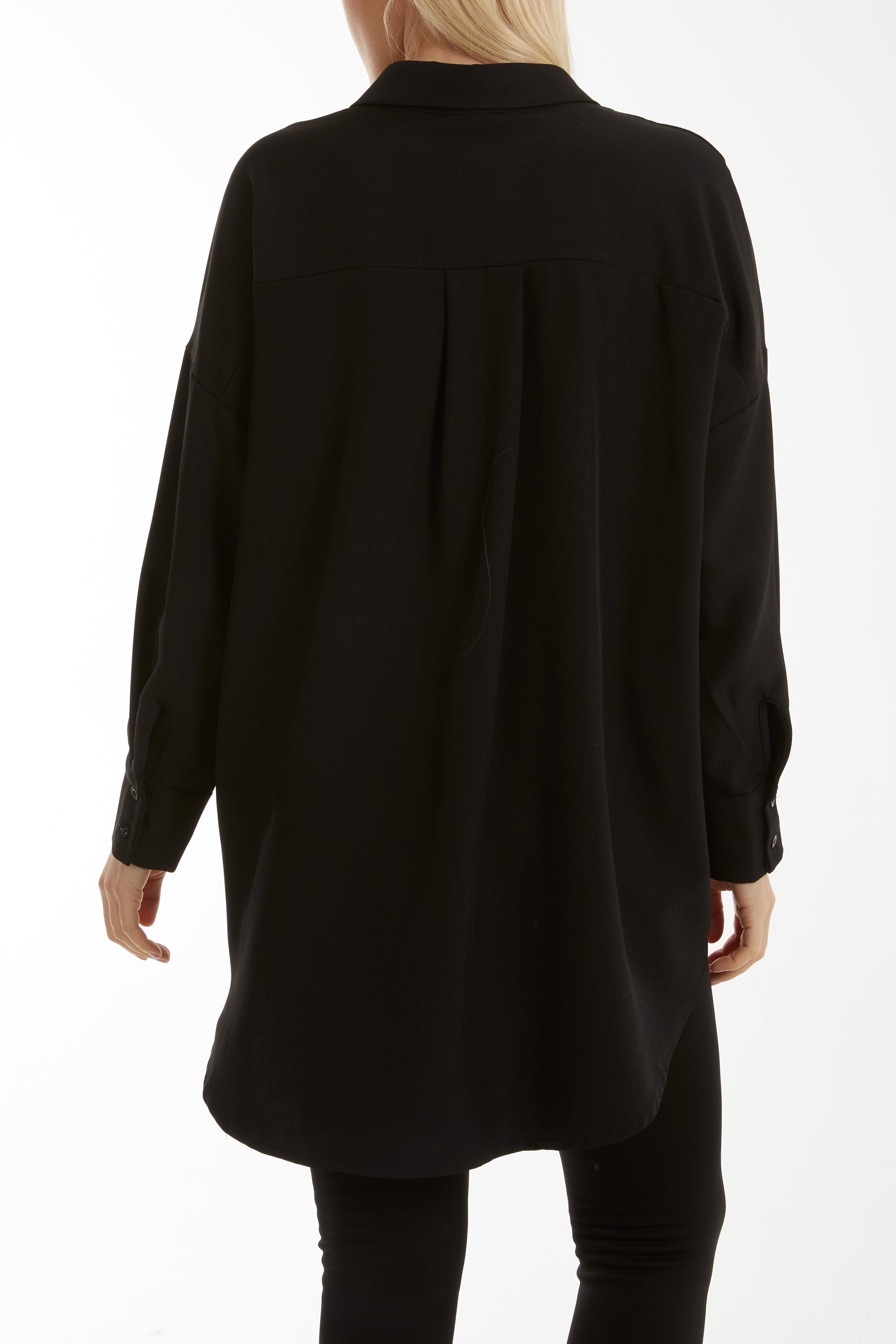 Front Flaps Long Sleeve Oversized Shirt