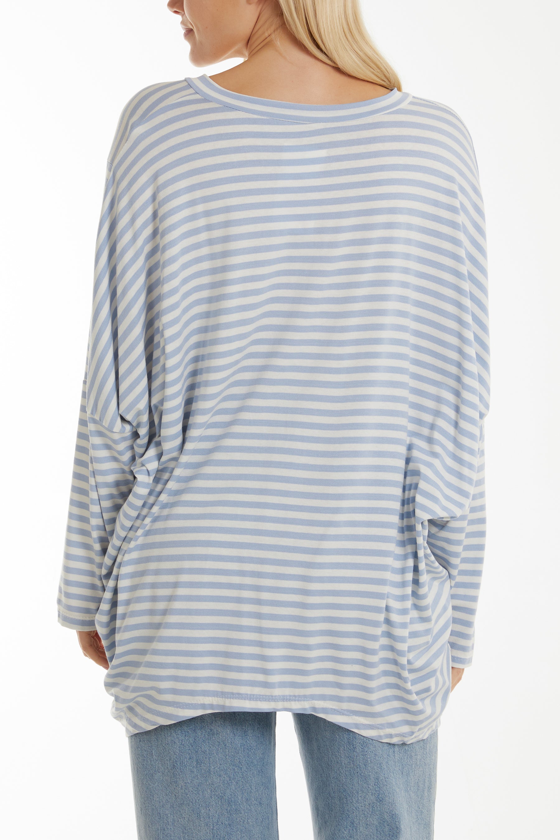 Batwing Asymmetric Hem Striped Top