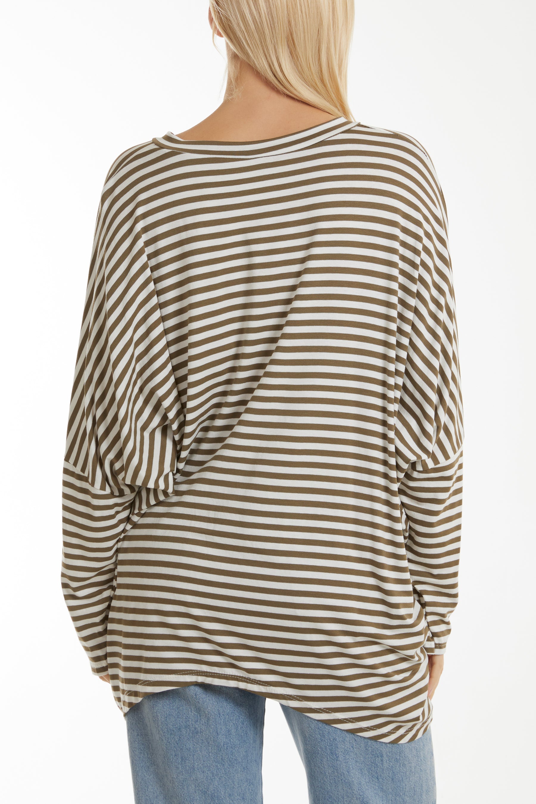 Batwing Asymmetric Hem Striped Top