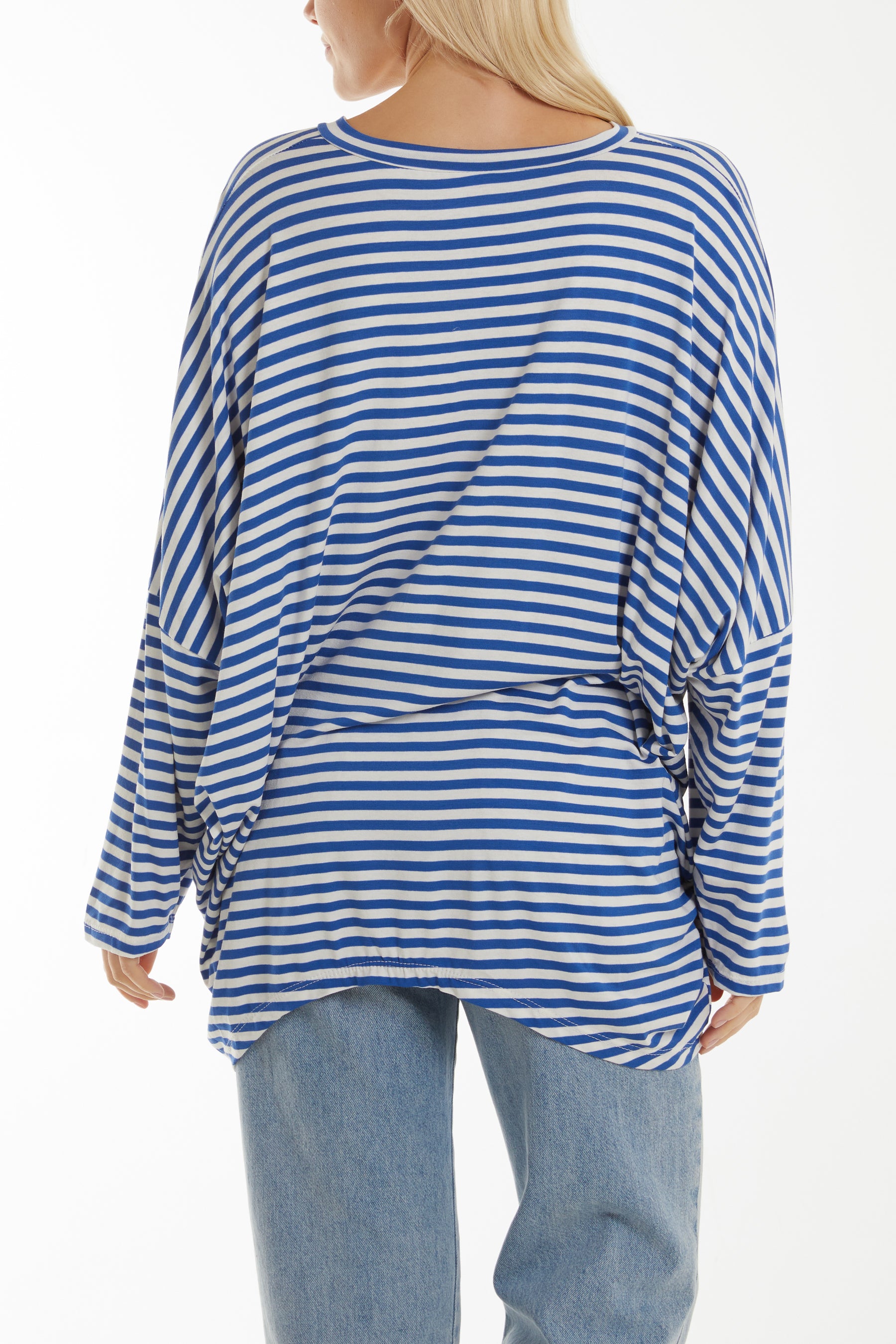 Batwing Asymmetric Hem Striped Top