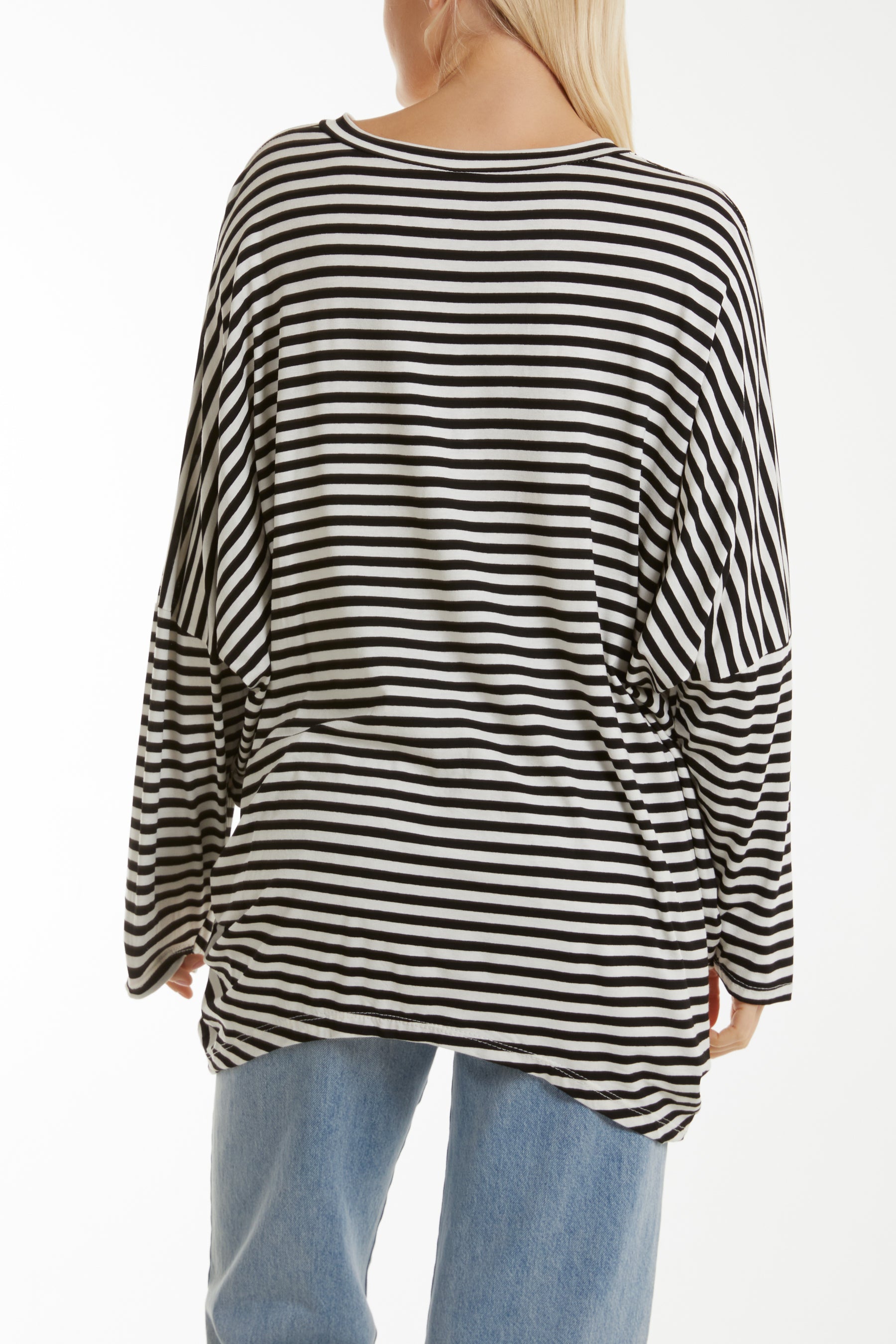 Batwing Asymmetric Hem Striped Top
