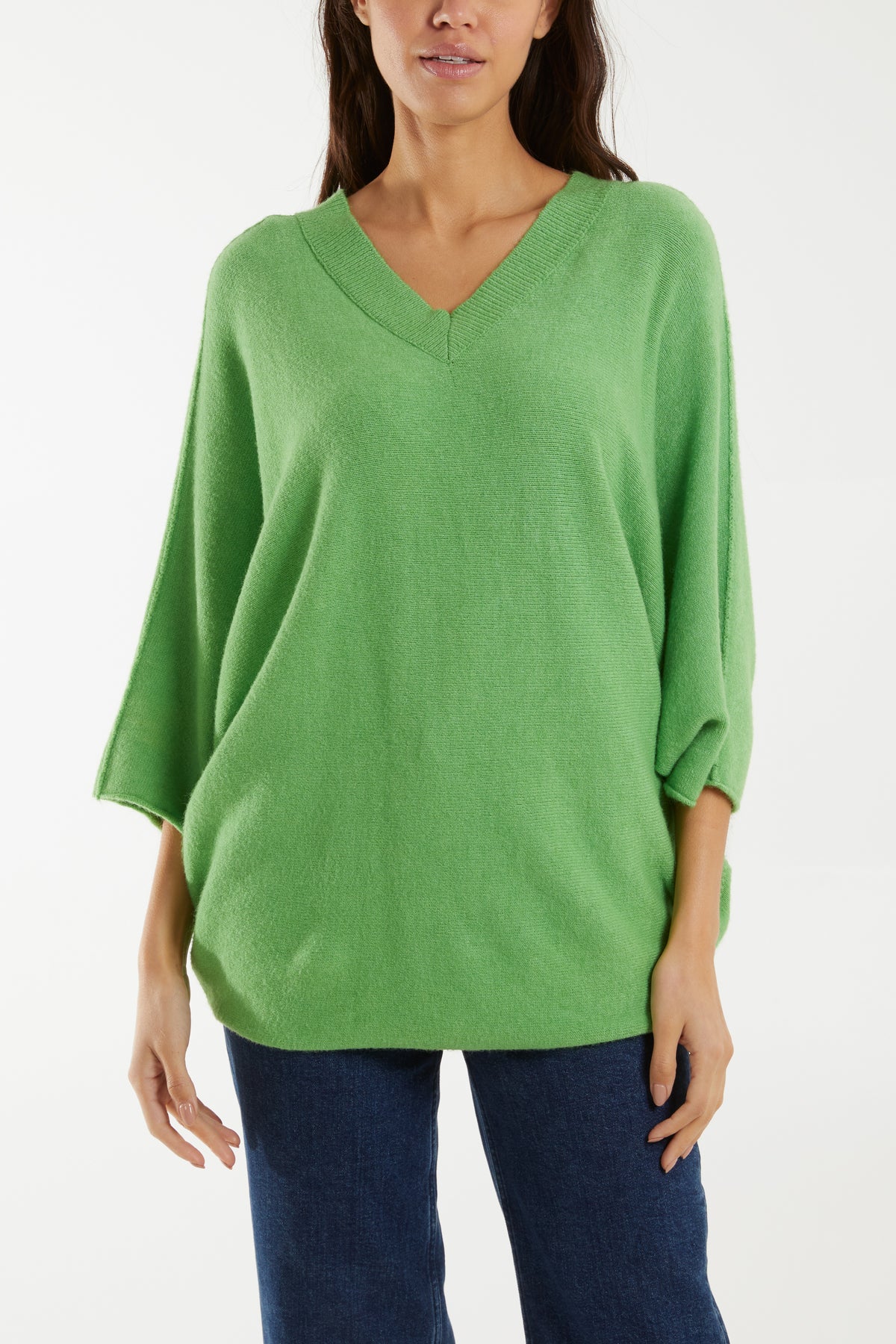Double V Neck Soft Touch Batwing Jumper