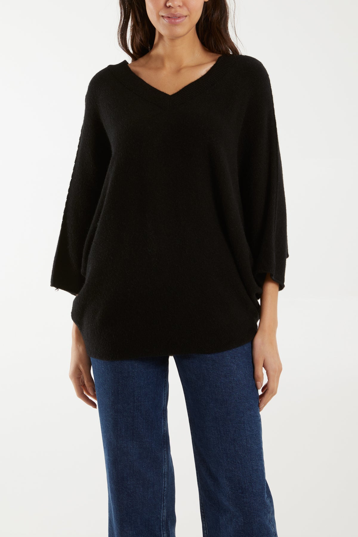Double V Neck Soft Touch Batwing Jumper