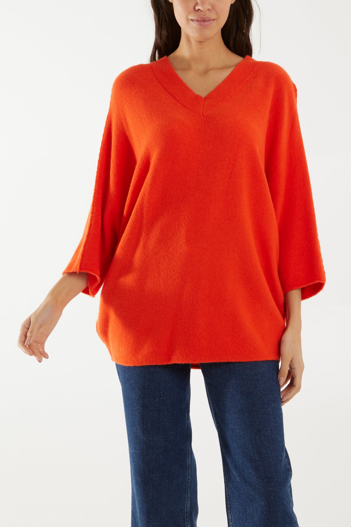 Double V Neck Soft Touch Batwing Jumper