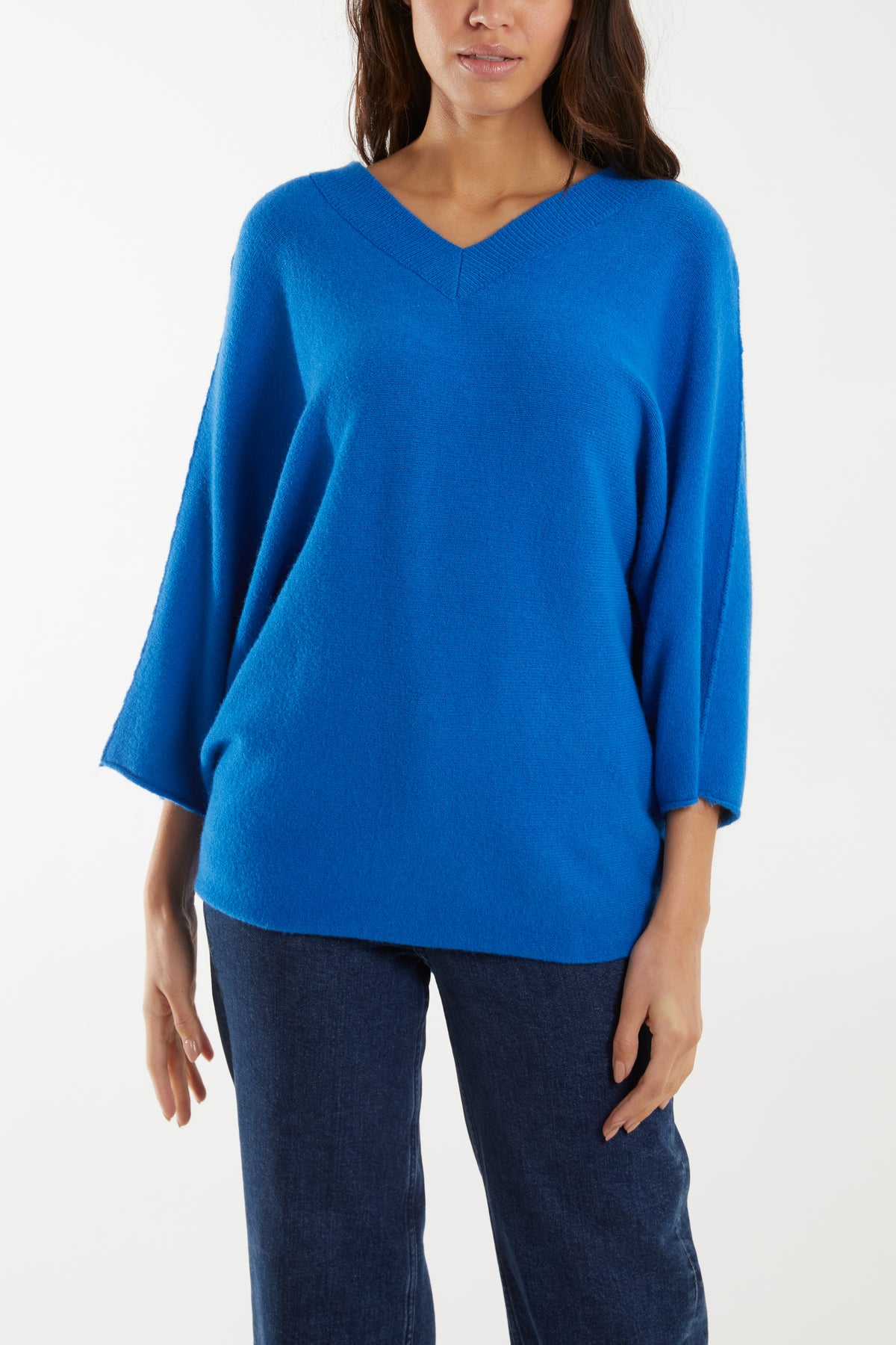 Double V Neck Soft Touch Batwing Jumper