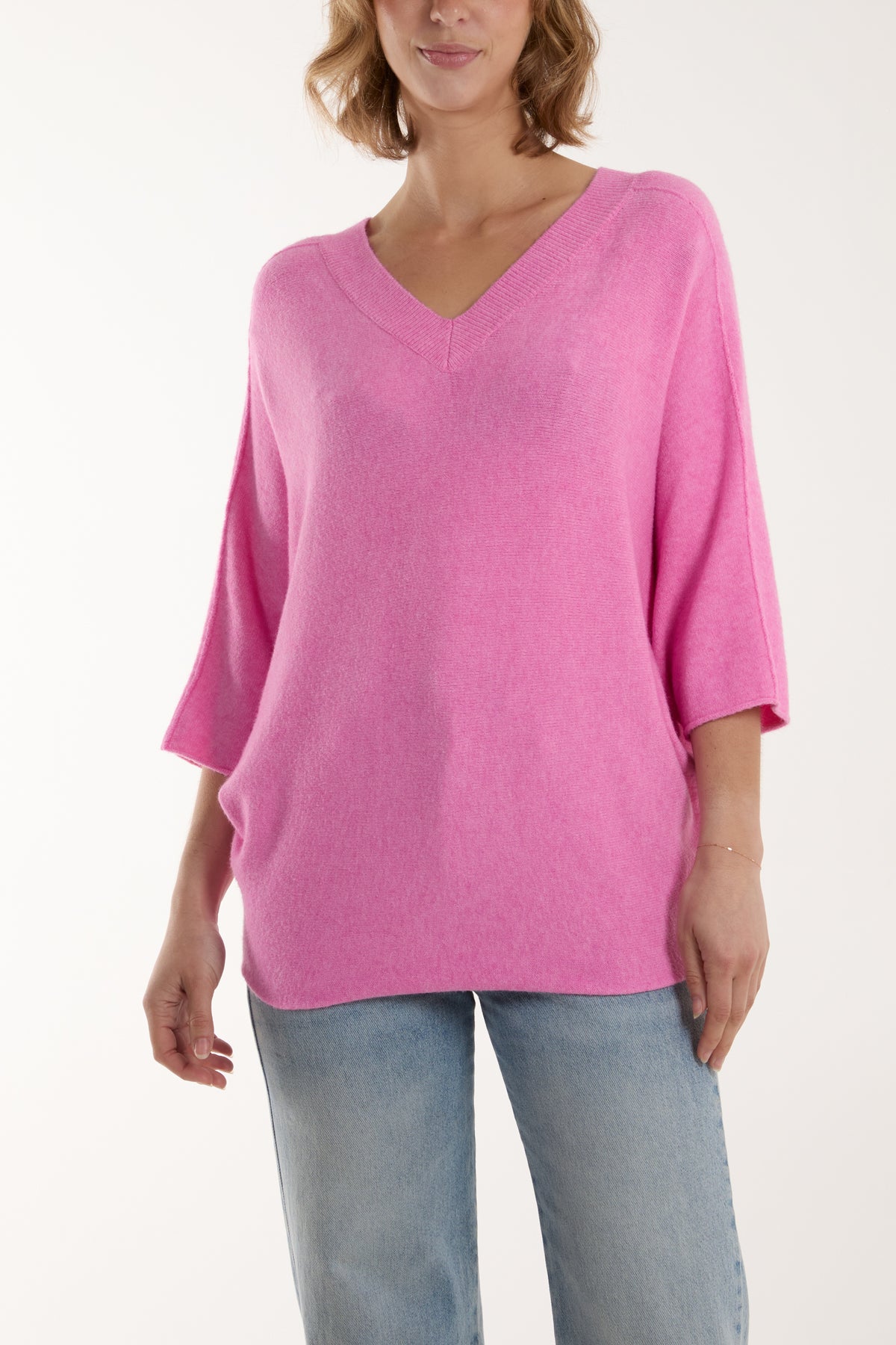 Double V Neck Soft Touch Batwing Jumper