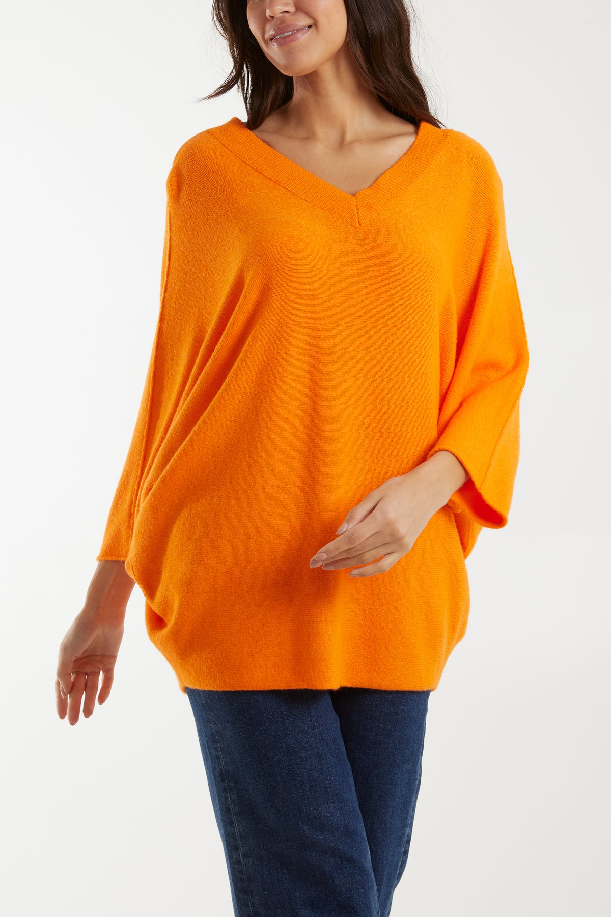 Double V Neck Soft Touch Batwing Jumper