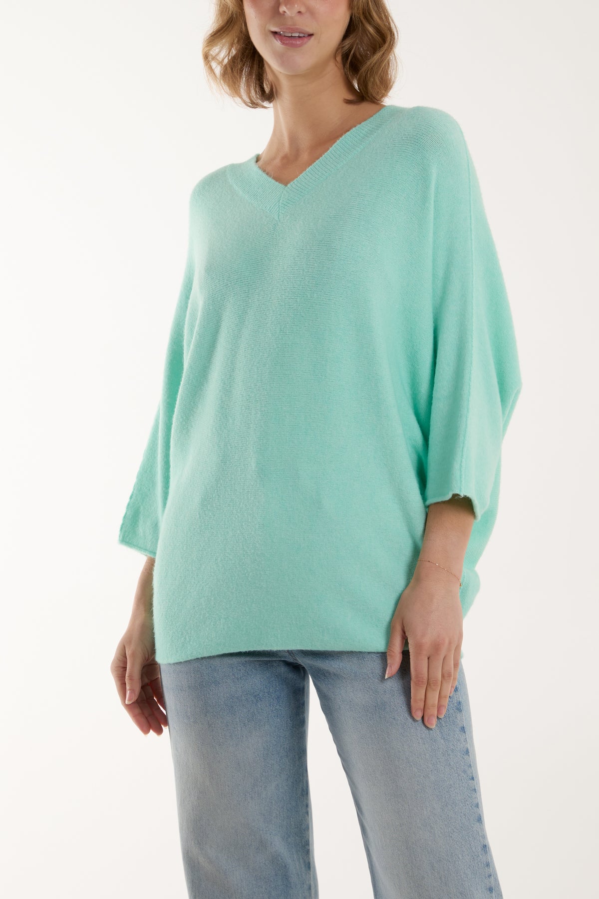 Double V Neck Soft Touch Batwing Jumper