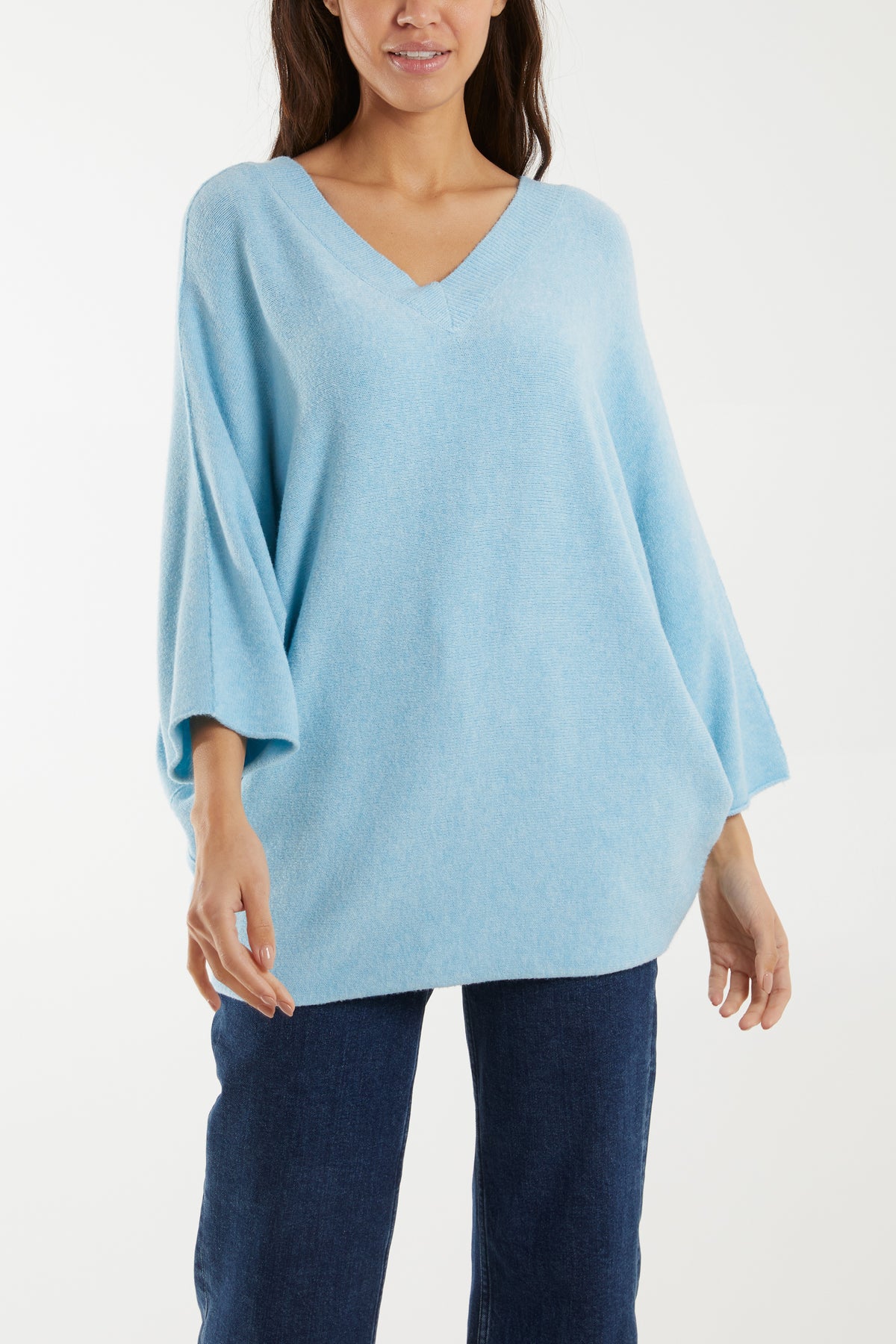 Double V Neck Soft Touch Batwing Jumper