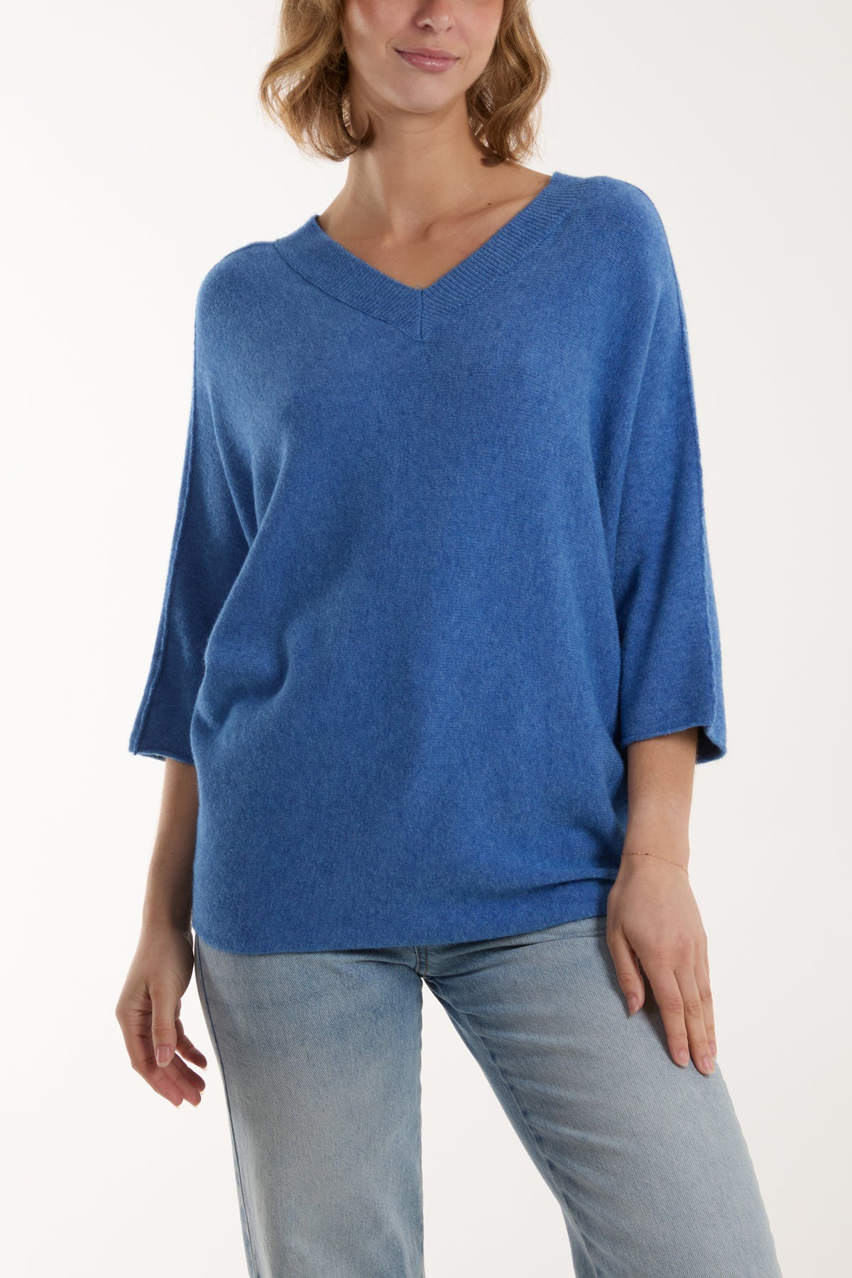 Double V Neck Soft Touch Batwing Jumper