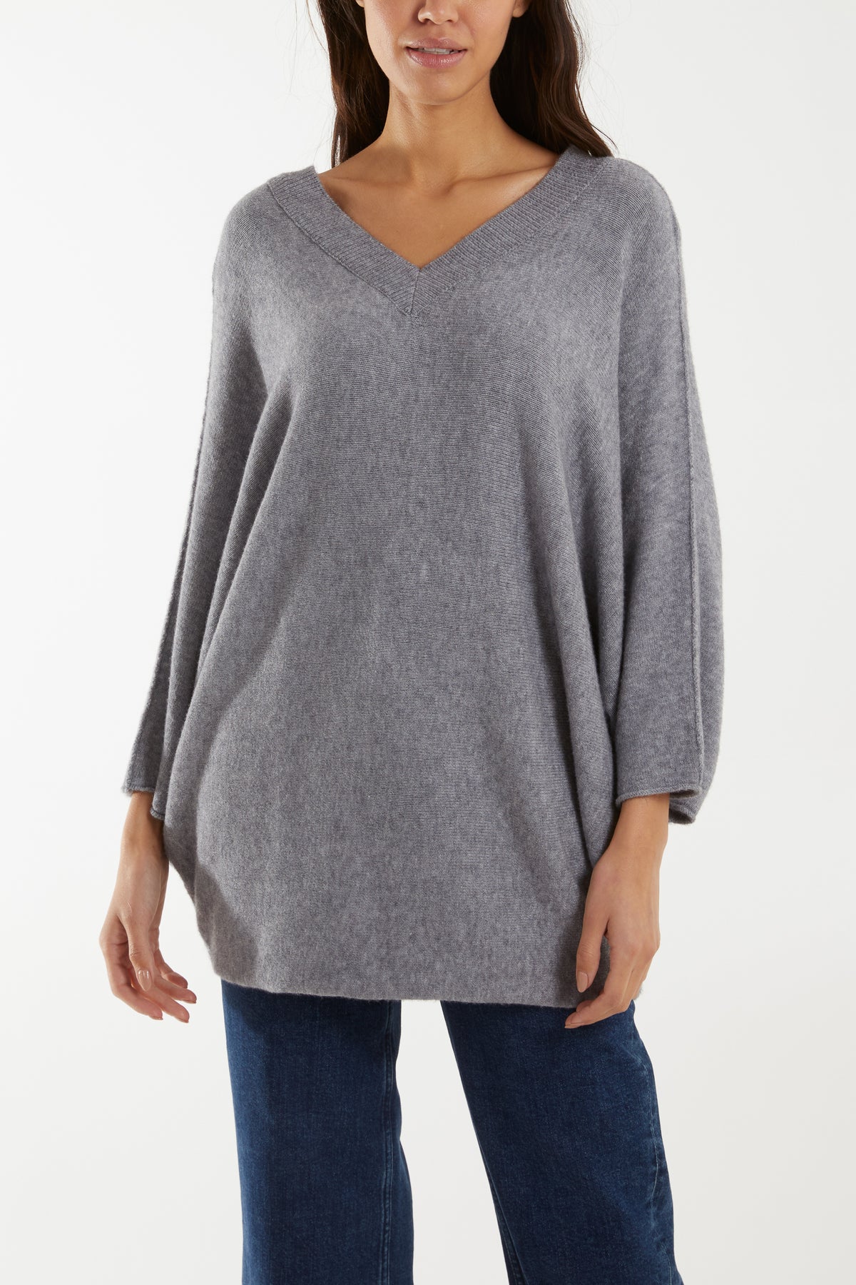 Double V Neck Soft Touch Batwing Jumper