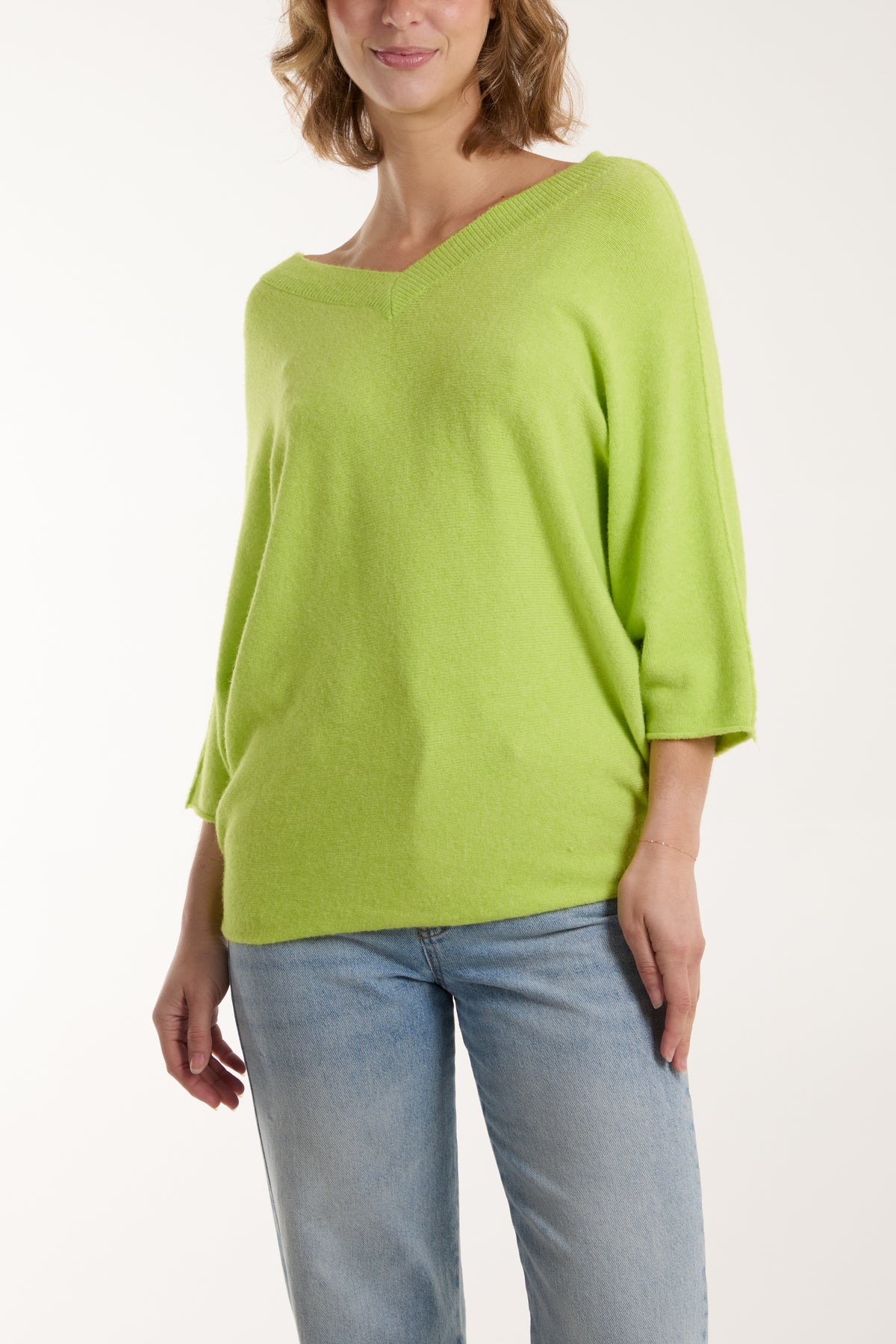 Double V Neck Soft Touch Batwing Jumper