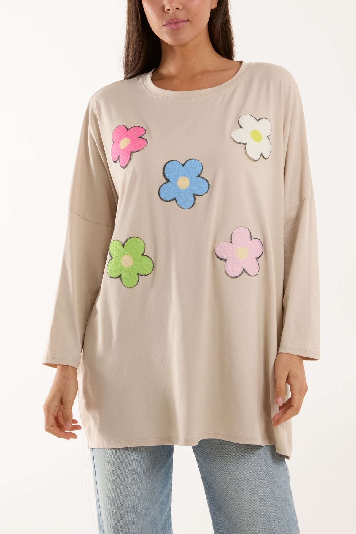 Multicolour Fluffy Daisy Long Sleeve Top