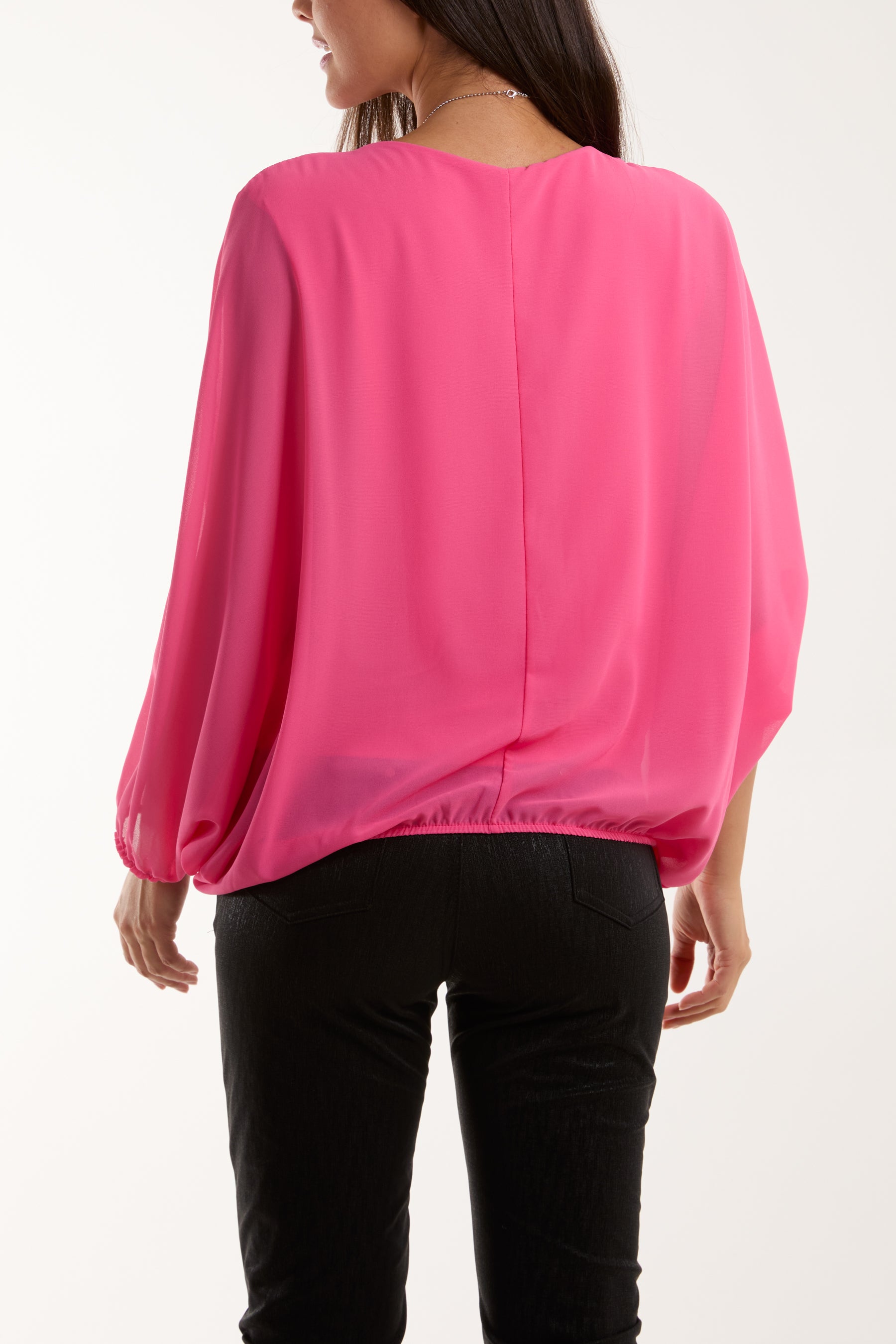 Necklace Batwing Bubble Hem Top