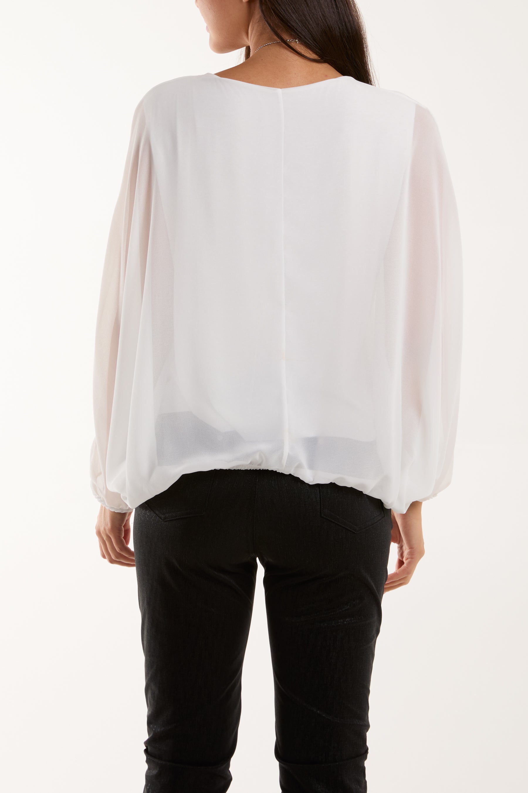 Necklace Batwing Bubble Hem Top