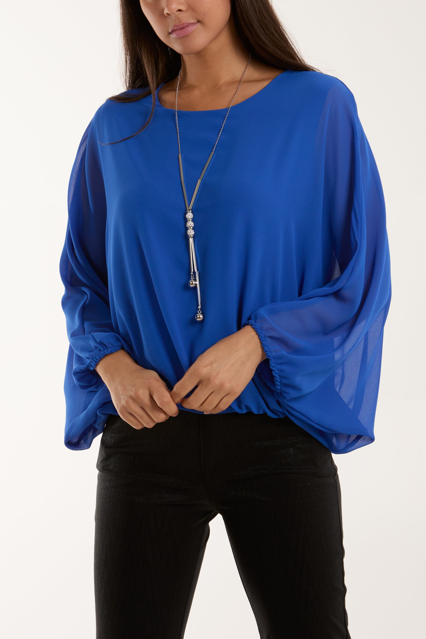 Necklace Batwing Bubble Hem Top