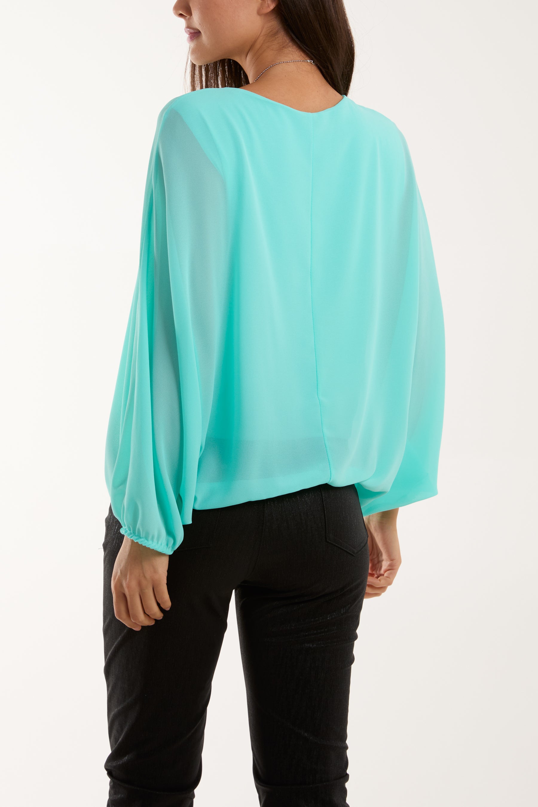 Necklace Batwing Bubble Hem Top