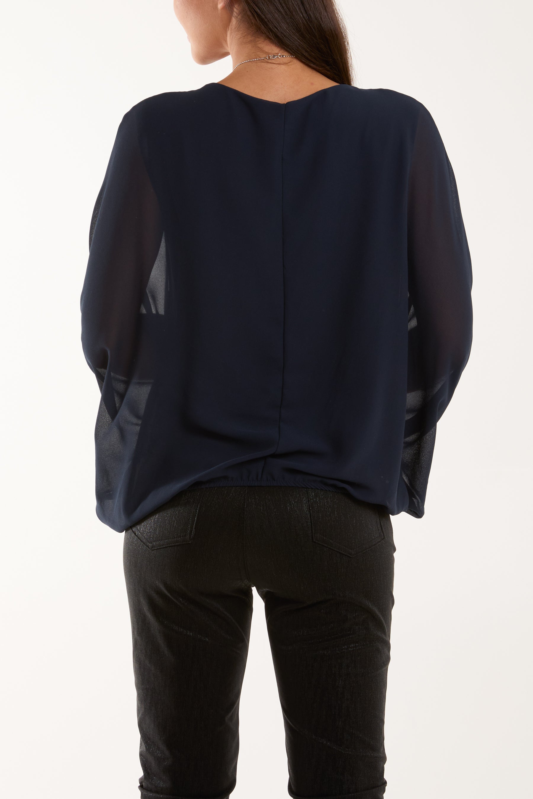 Necklace Batwing Bubble Hem Top