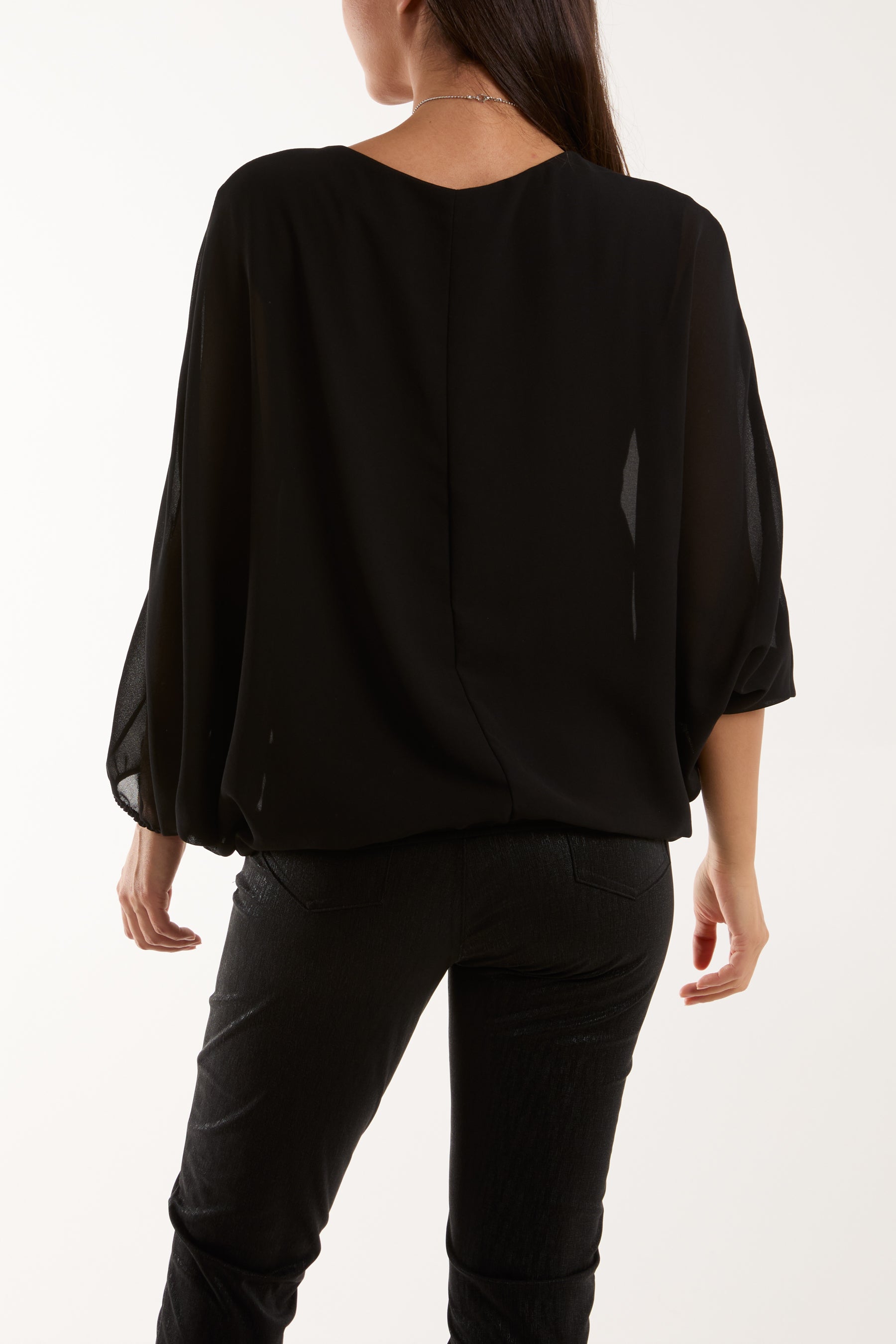 Necklace Batwing Bubble Hem Top