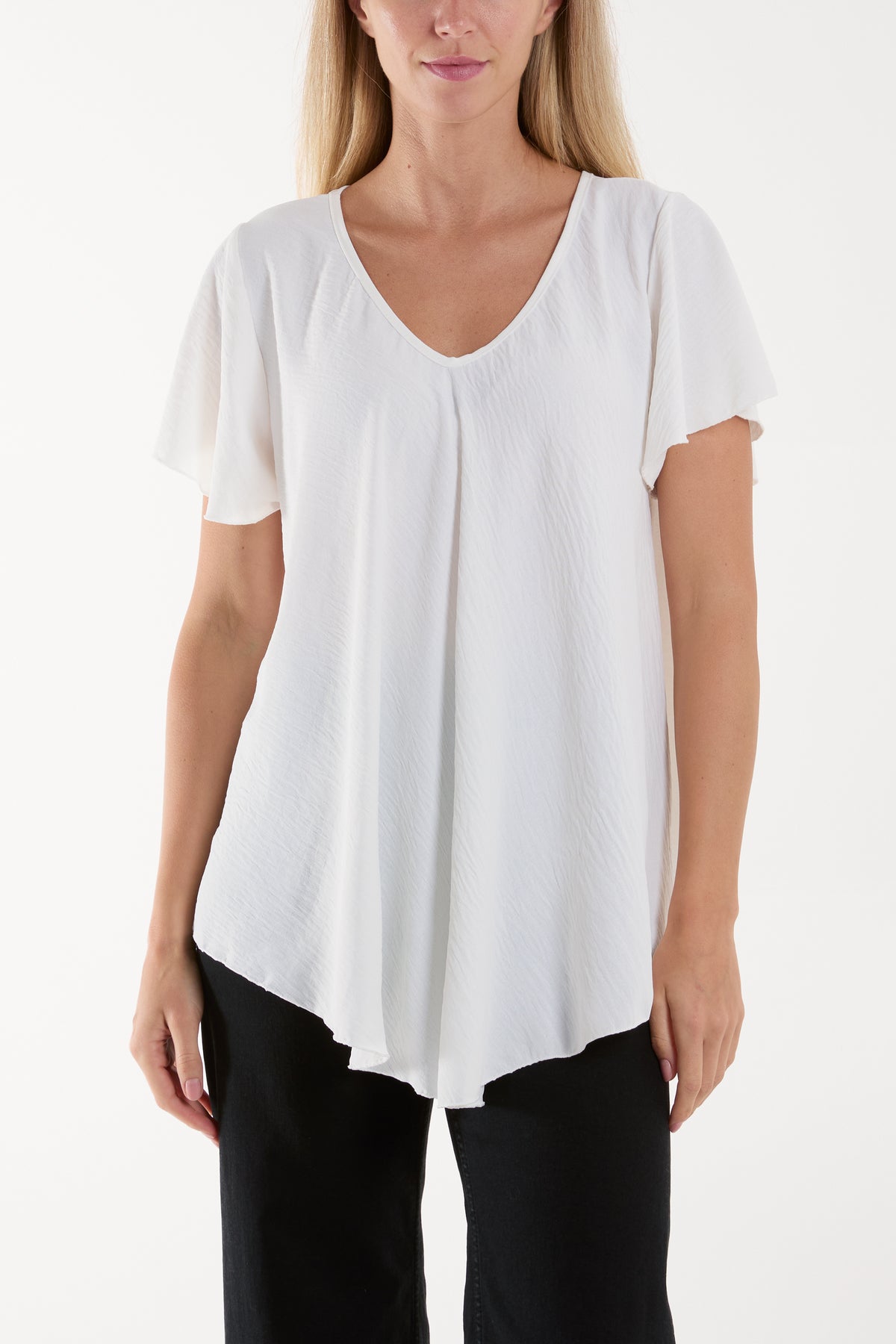 Angel Sleeve V-Neck Blouse
