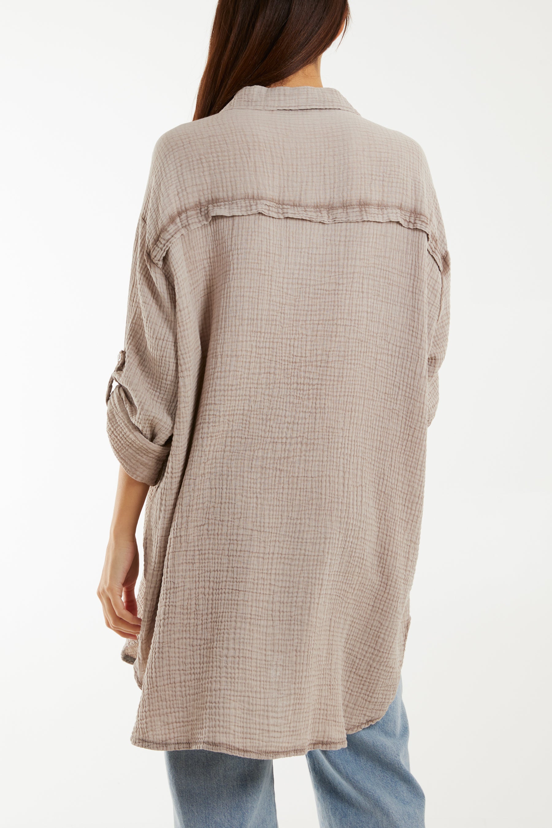 Acid Wash Cheese Cloth Relax Fit Shirt