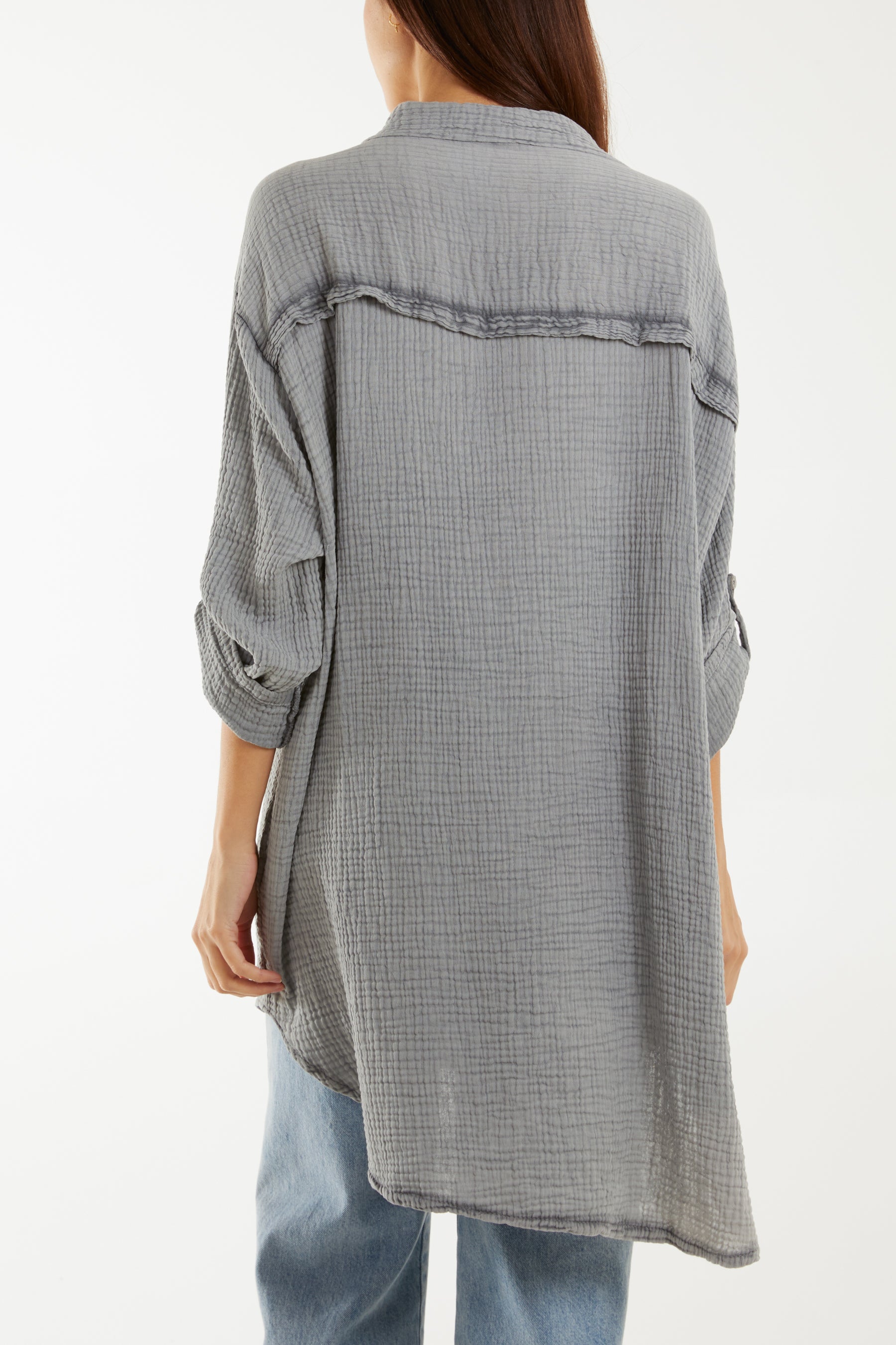 Acid Wash Cheese Cloth Relax Fit Shirt