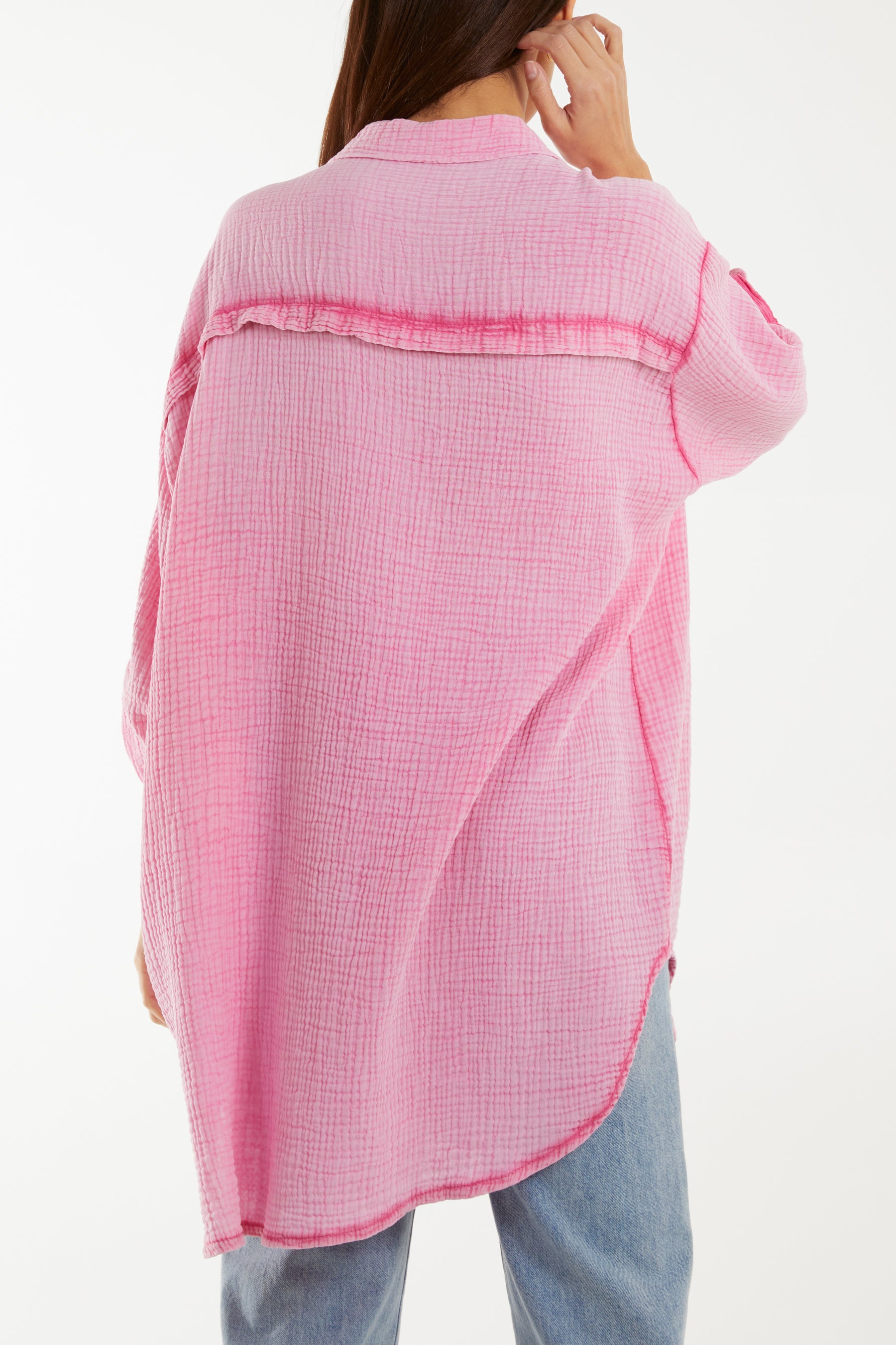 Acid Wash Cheese Cloth Relax Fit Shirt