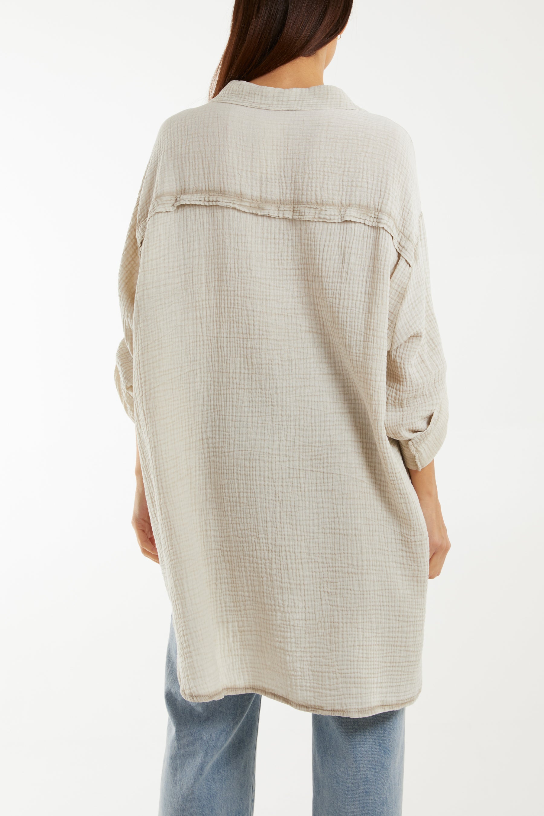 Acid Wash Cheese Cloth Relax Fit Shirt