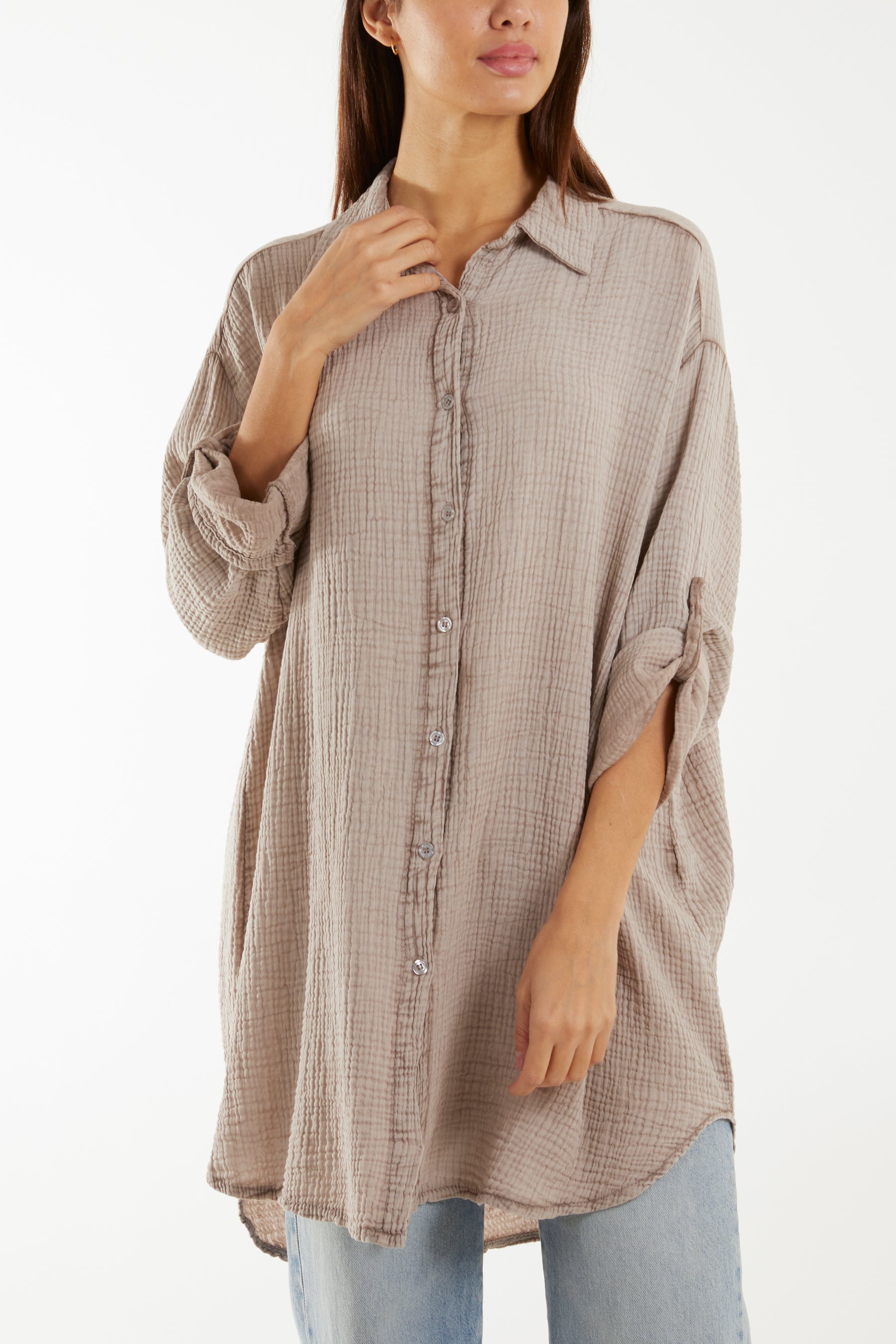 Acid Wash Cheese Cloth Relax Fit Shirt