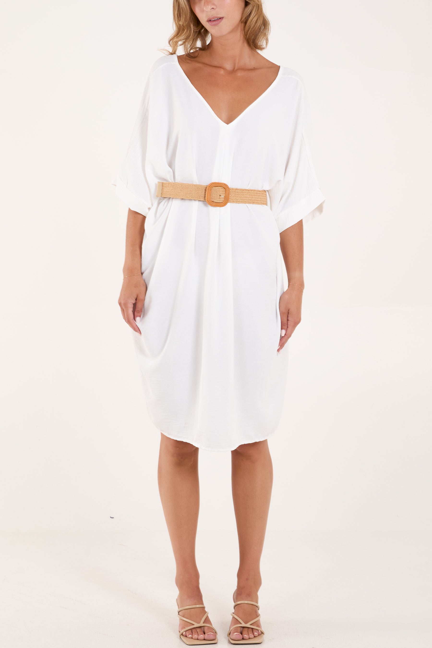 Square Buckle Stretchy Waist Braided Belt