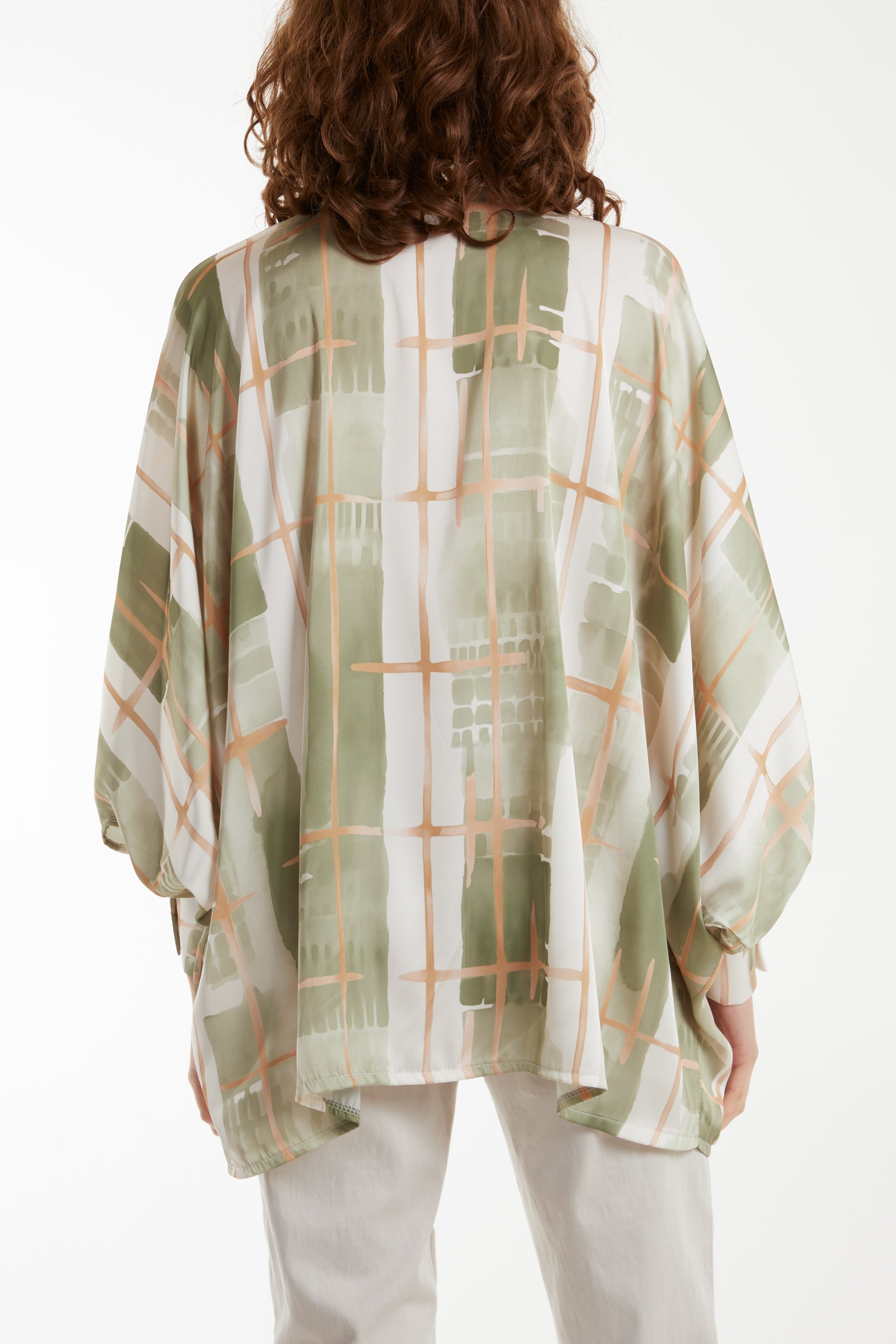 Geometric Pussybow Satin Blouse