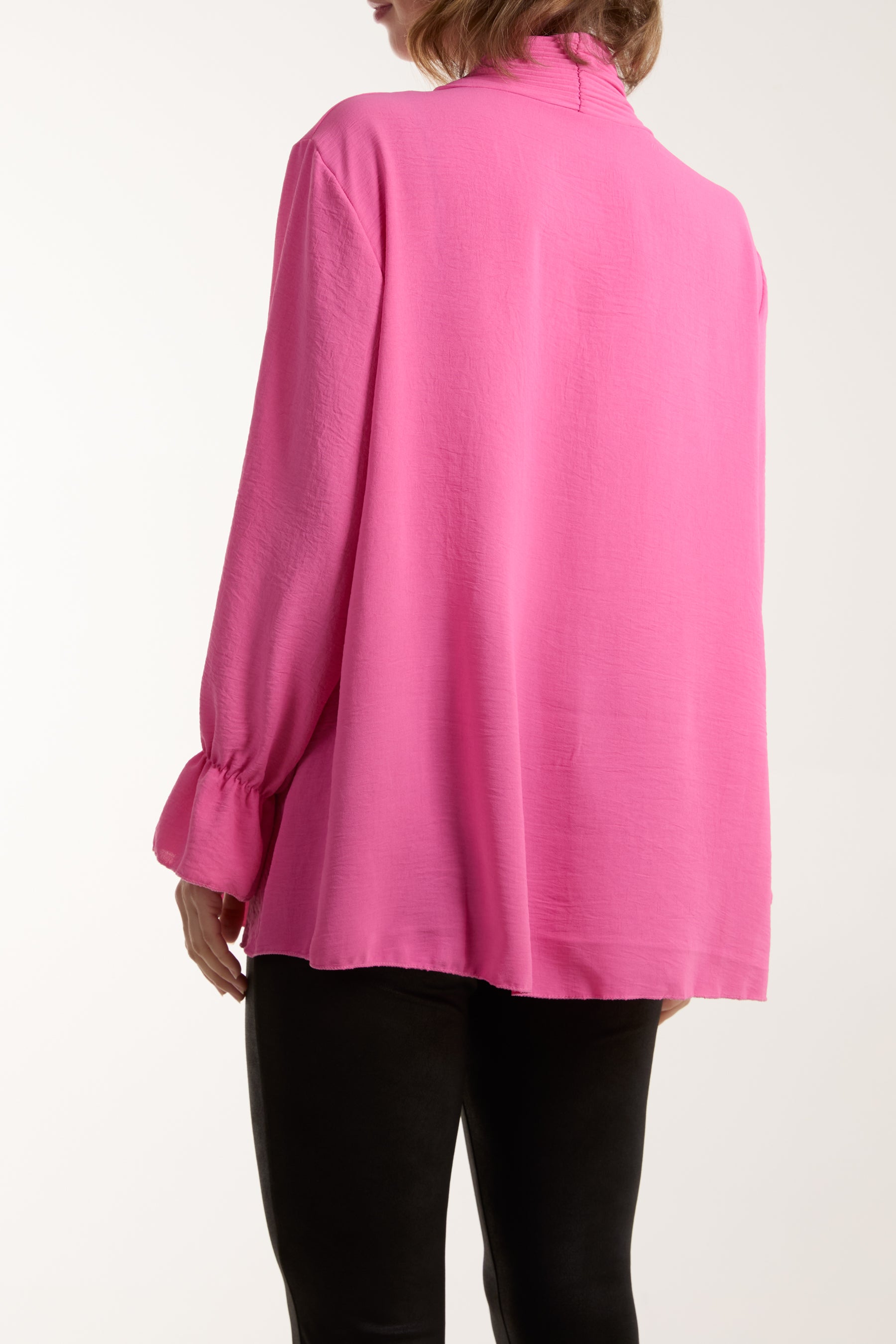 Pleated Tie Neck Blouse
