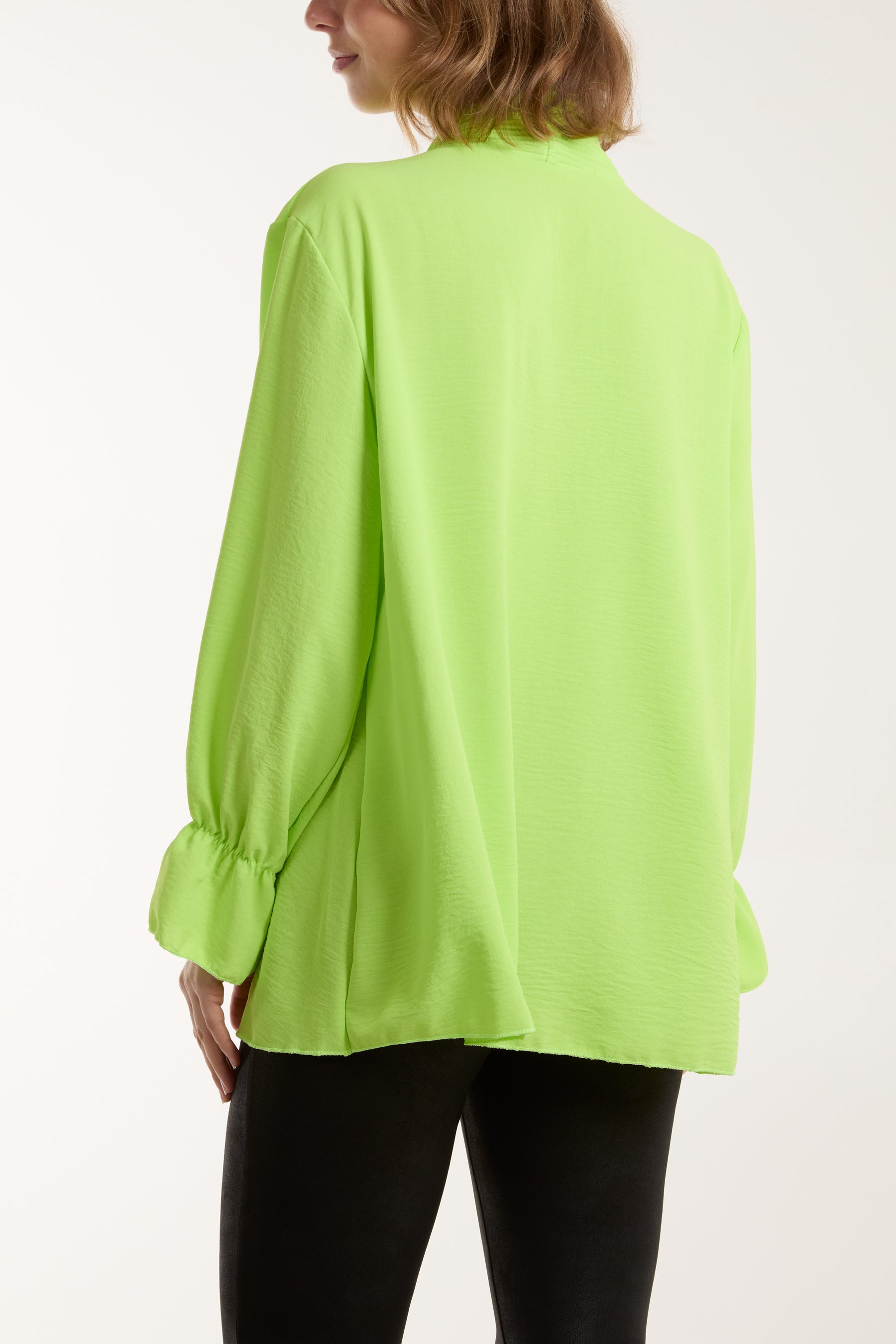 Pleated Tie Neck Blouse