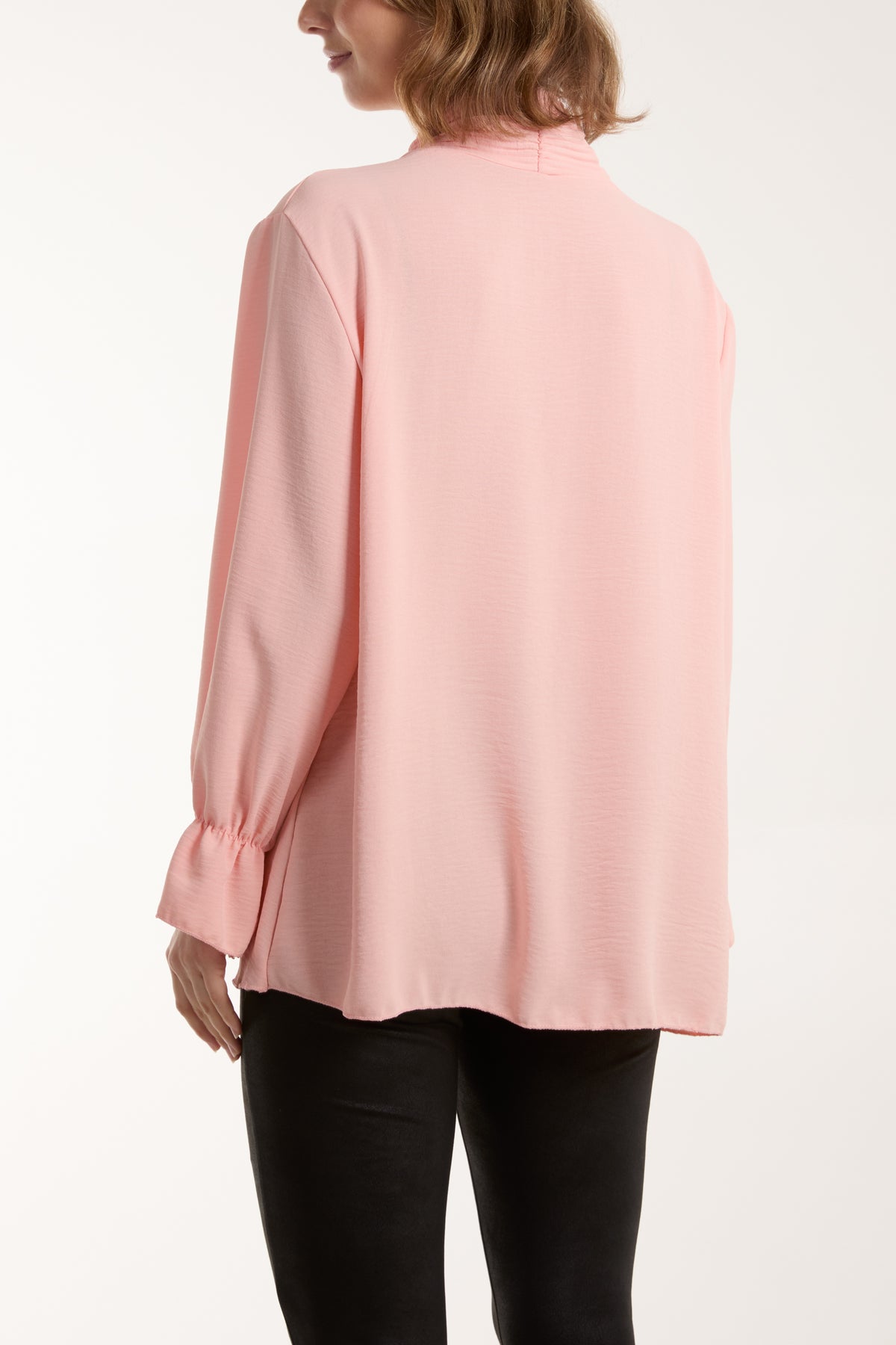 Pleated Tie Neck Blouse