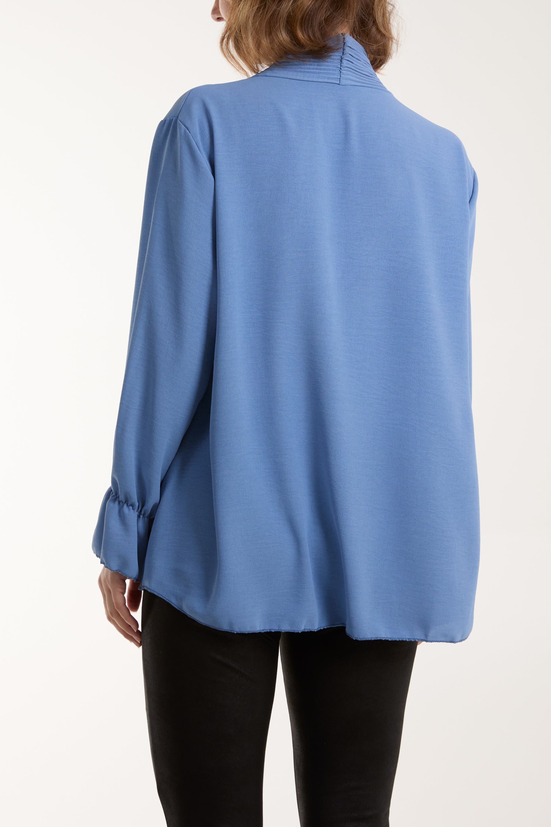 Pleated Tie Neck Blouse