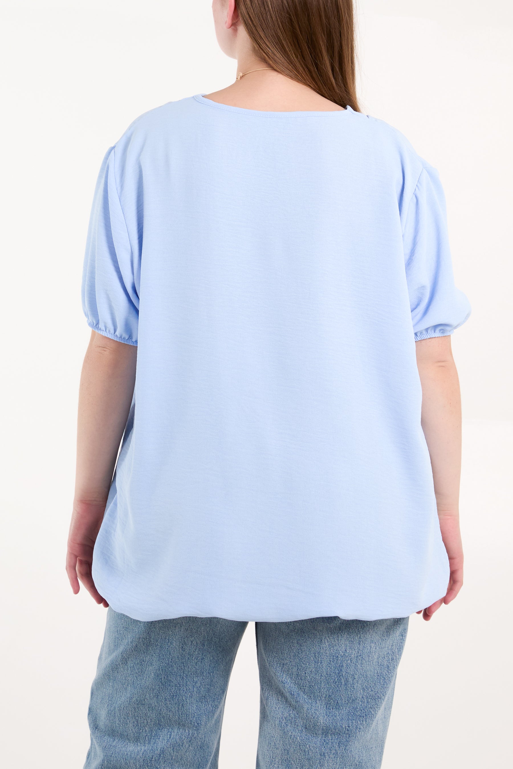 Necklace V-neck Bubble Hem Top