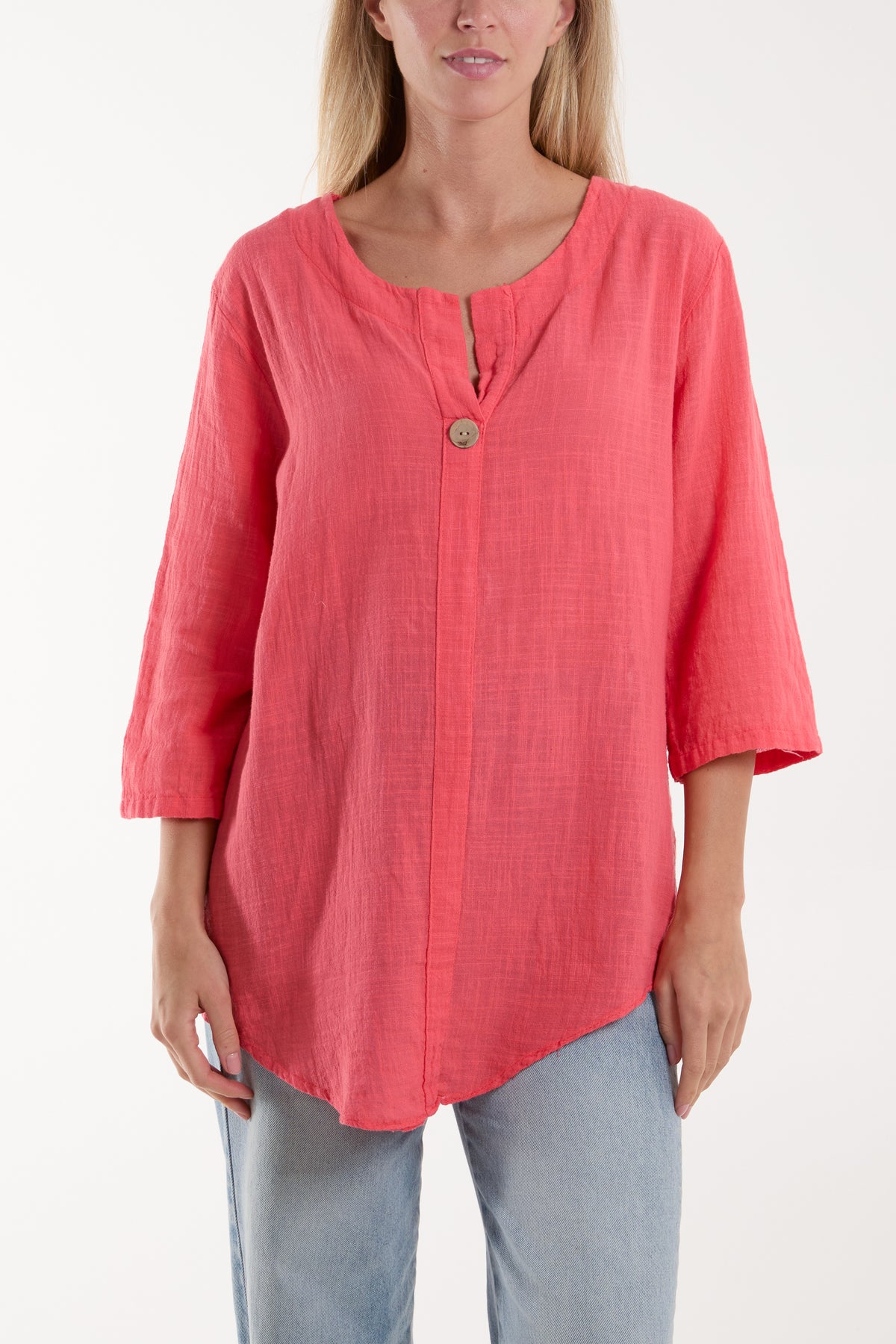 Front Button Cotton Washed Top