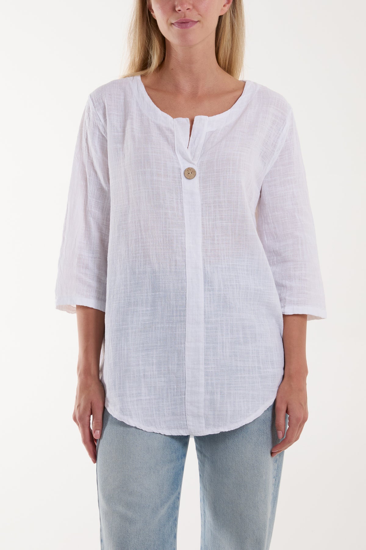 Front Button Cotton Washed Top