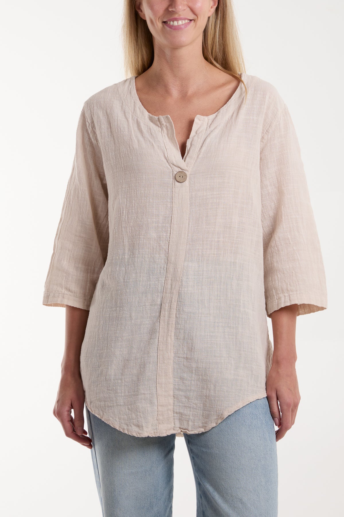 Front Button Cotton Washed Top