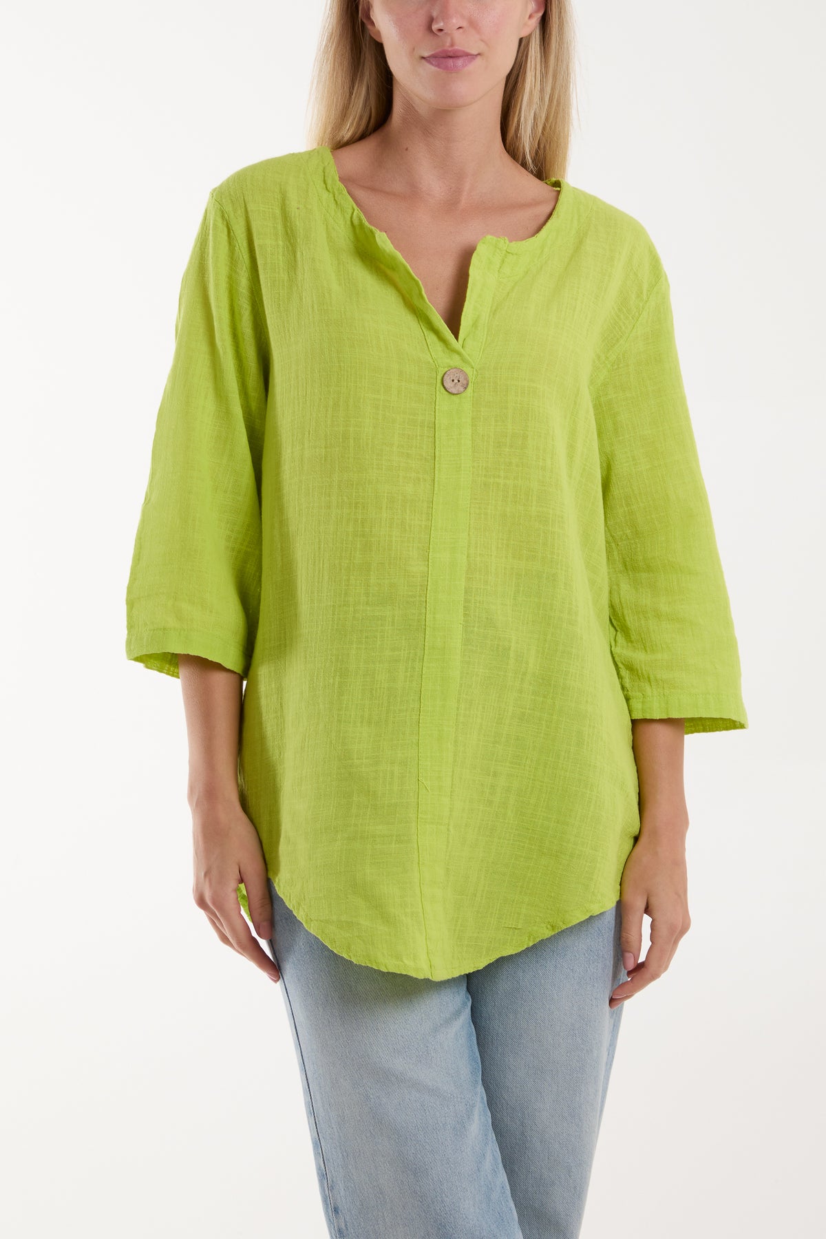 Front Button Cotton Washed Top