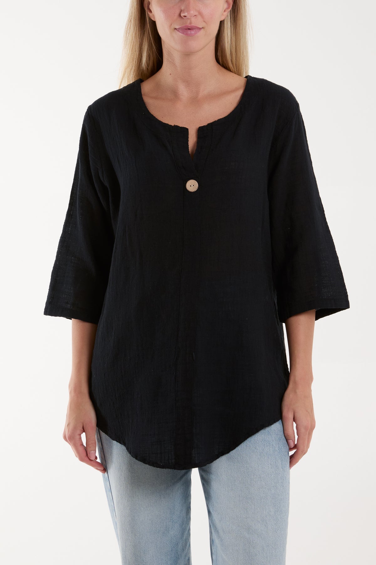 Front Button Cotton Washed Top