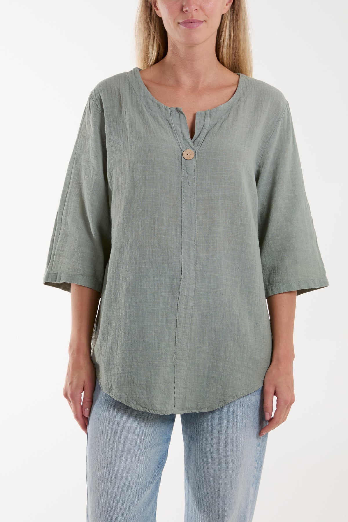Front Button Cotton Washed Top