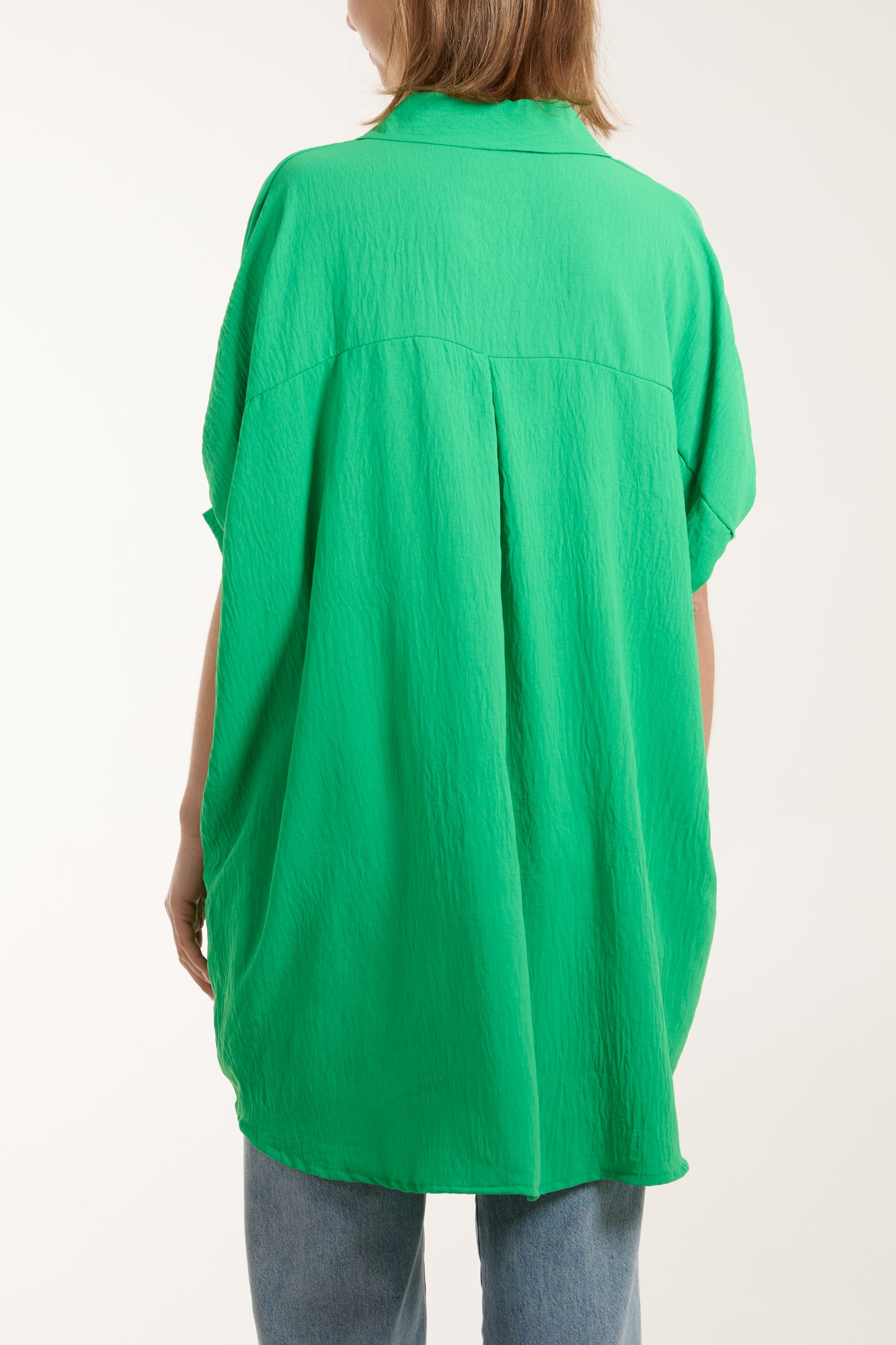 Open Collar Short Sleeve Blouse