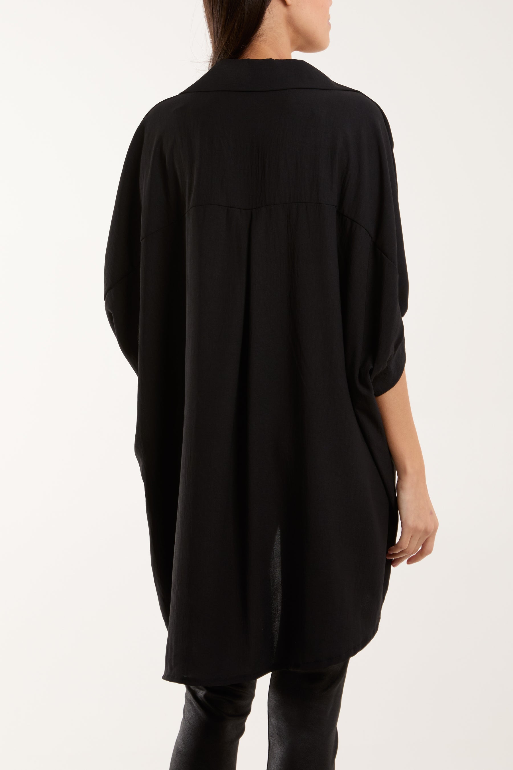 Open Collar Short Sleeve Blouse