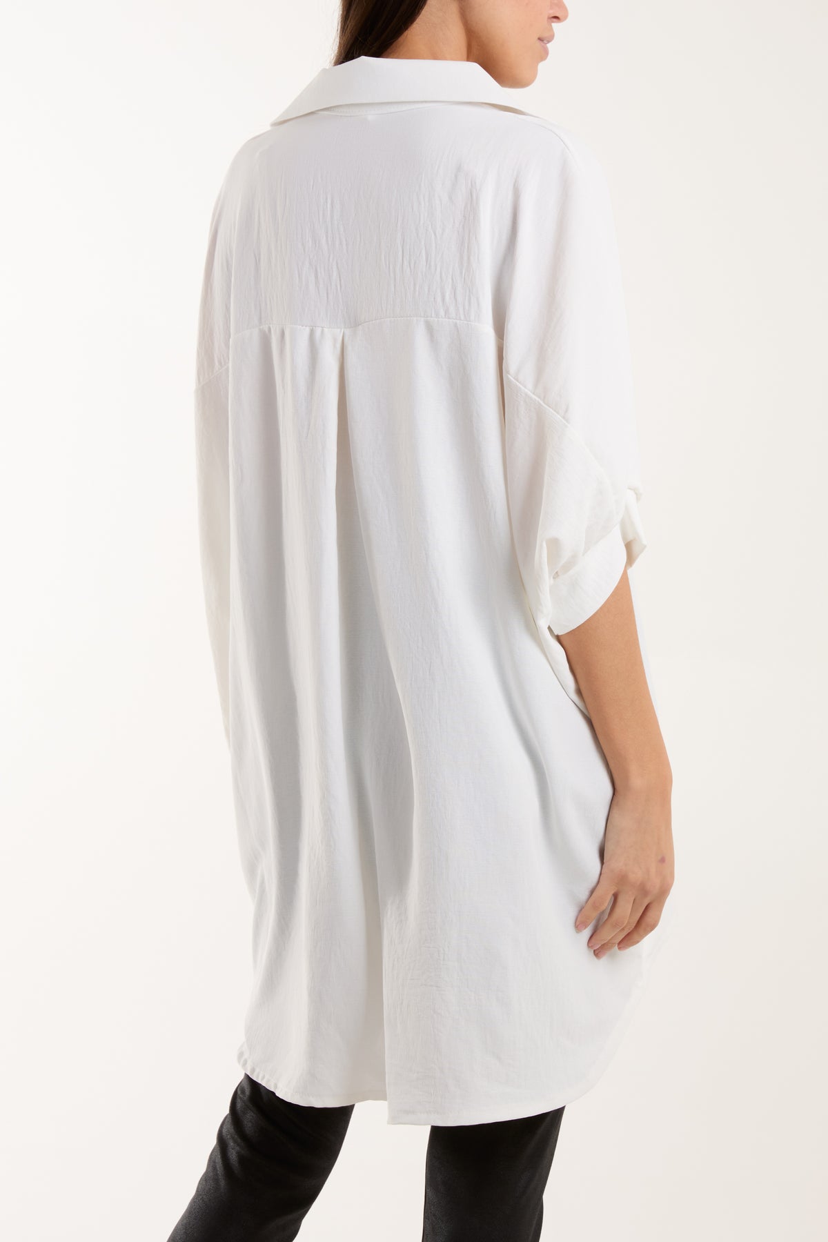 Open Collar Short Sleeve Blouse