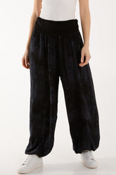 Roses Contrast Waist Harem Trousers
